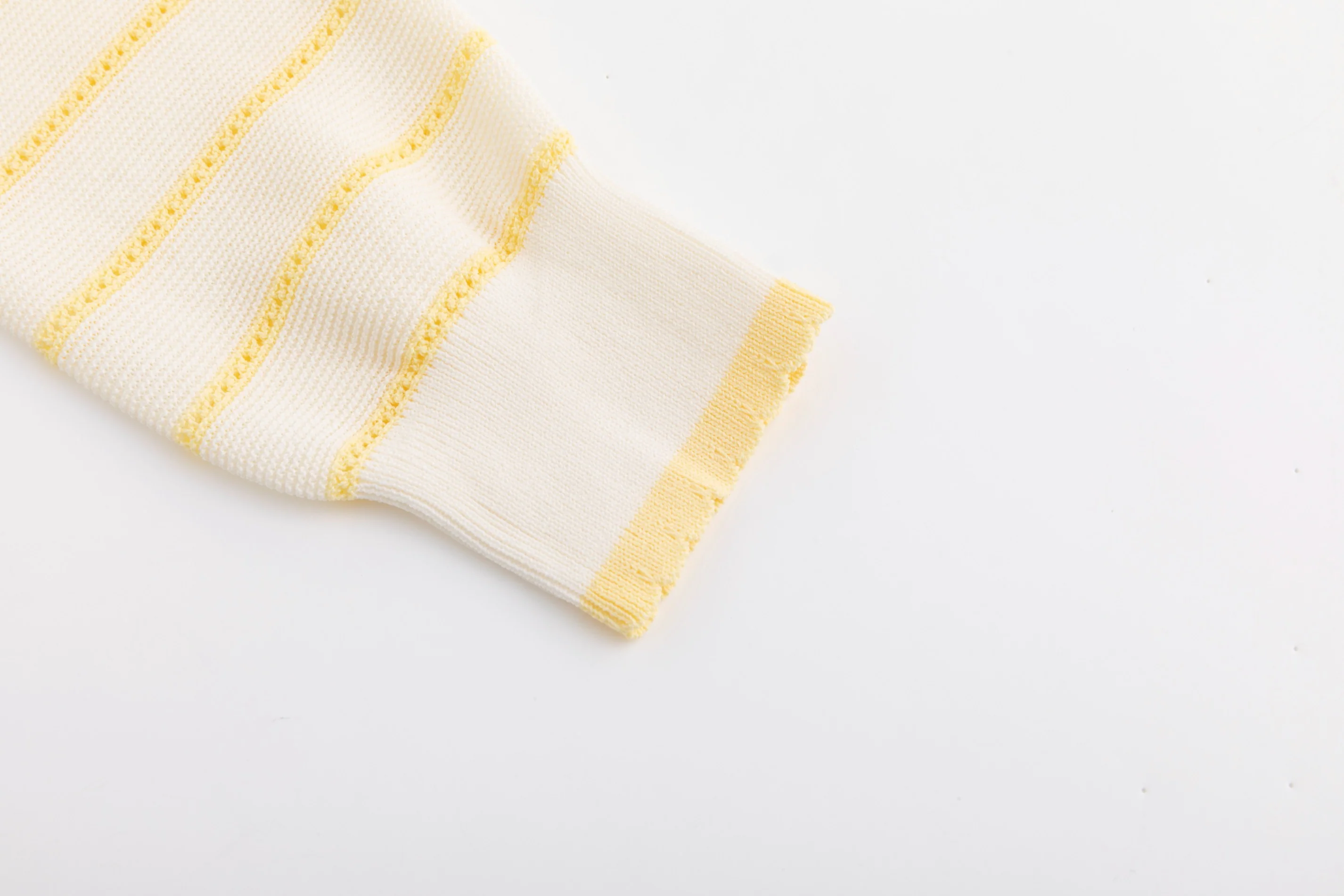 Ivory Hole-Knit Collared Top - Yellow - Image 4