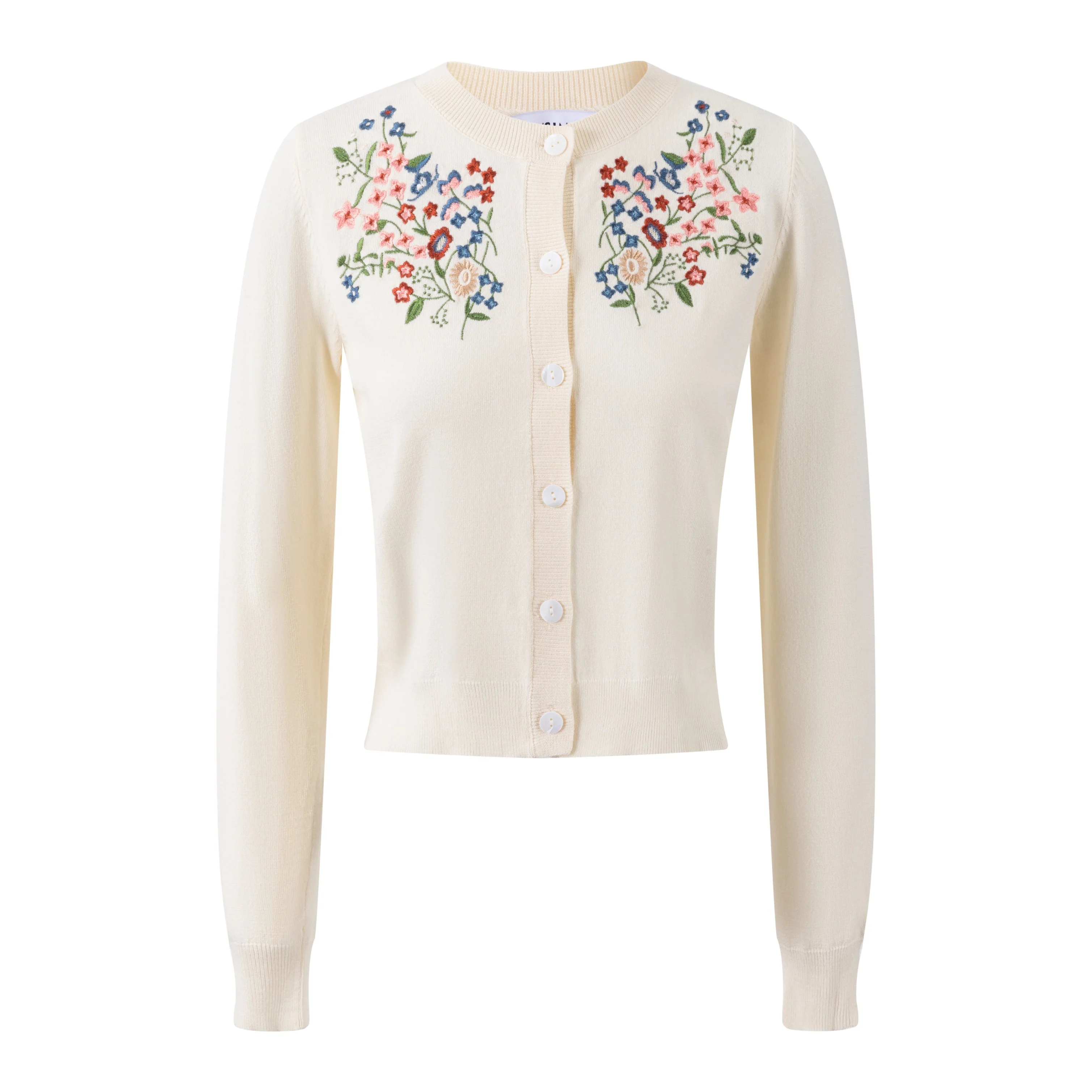 Ivory Knit Top With Colorful Embroidered Flowers - Image 4