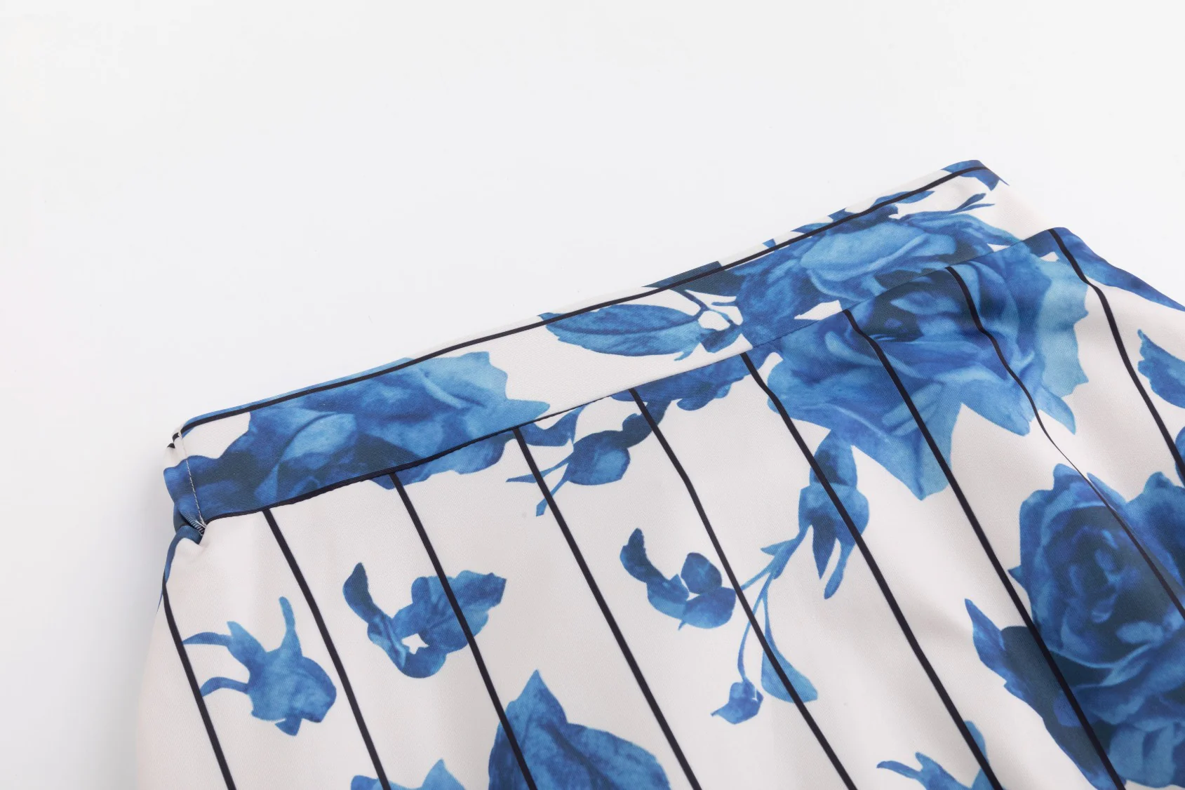 Ivory With Blue Floral Stripped Skirt - Image 6