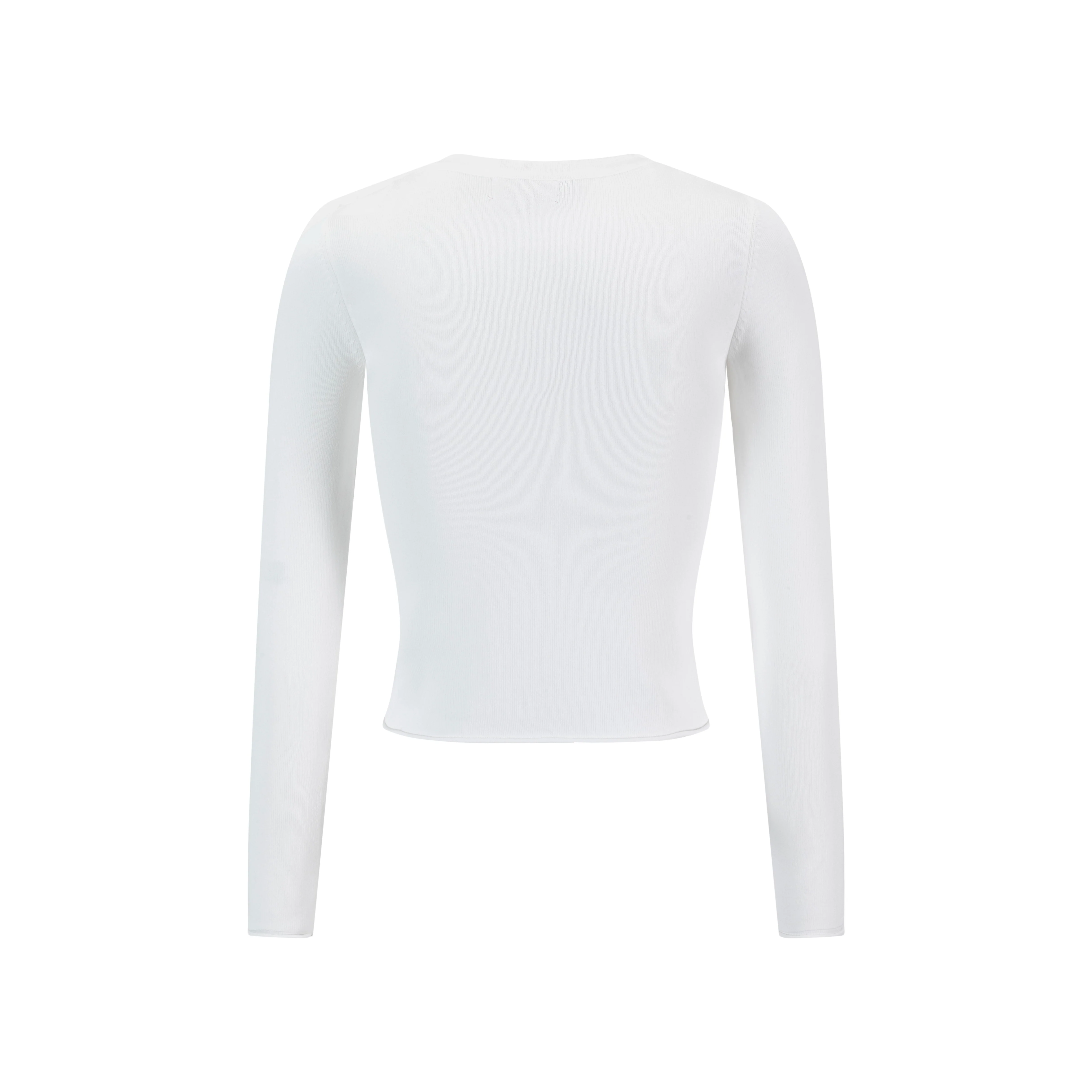 Knit Cardigan With Beaded Flower - Ivory - Image 2