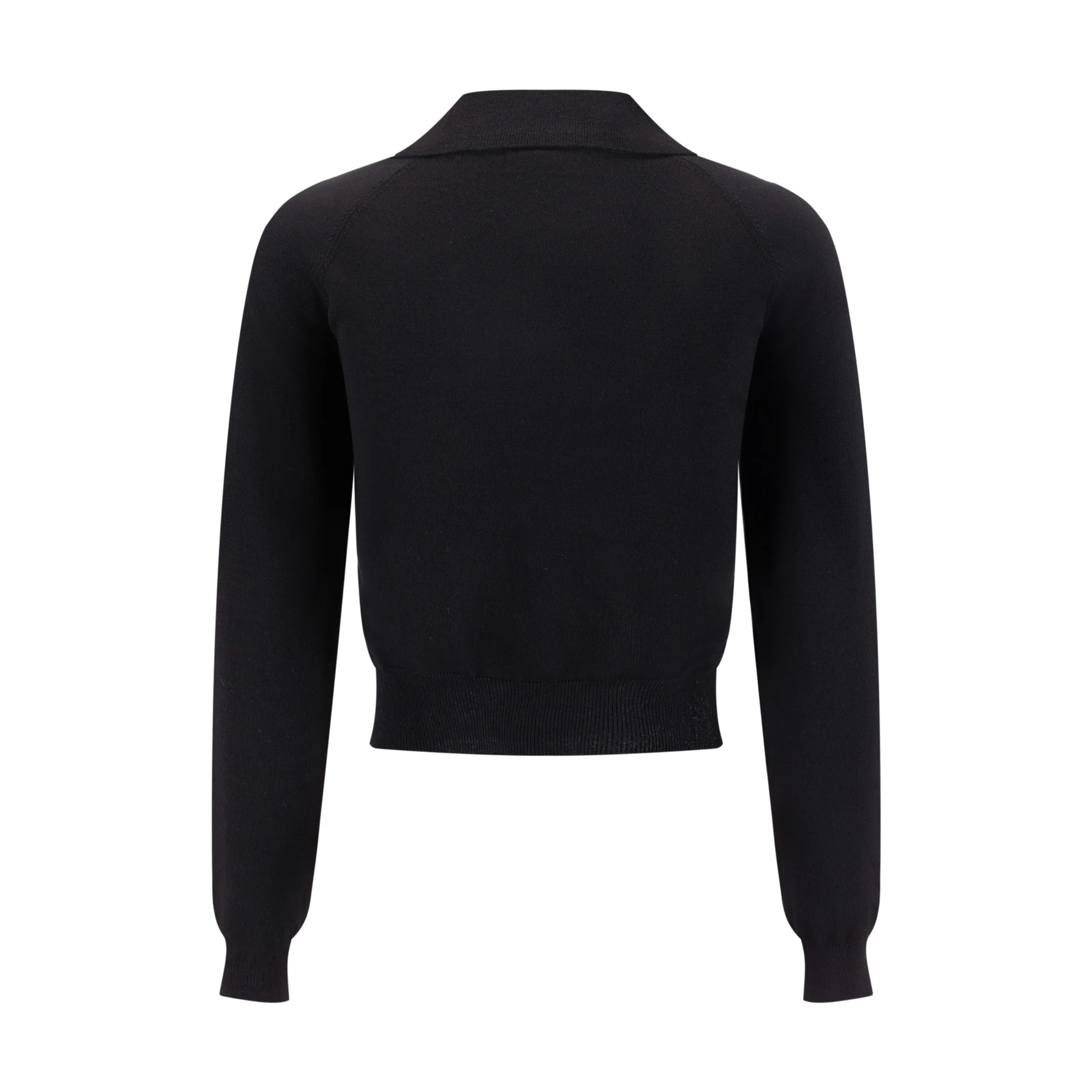 Knit Cardigan With Collar And Flower Buttons - Black - Image 2