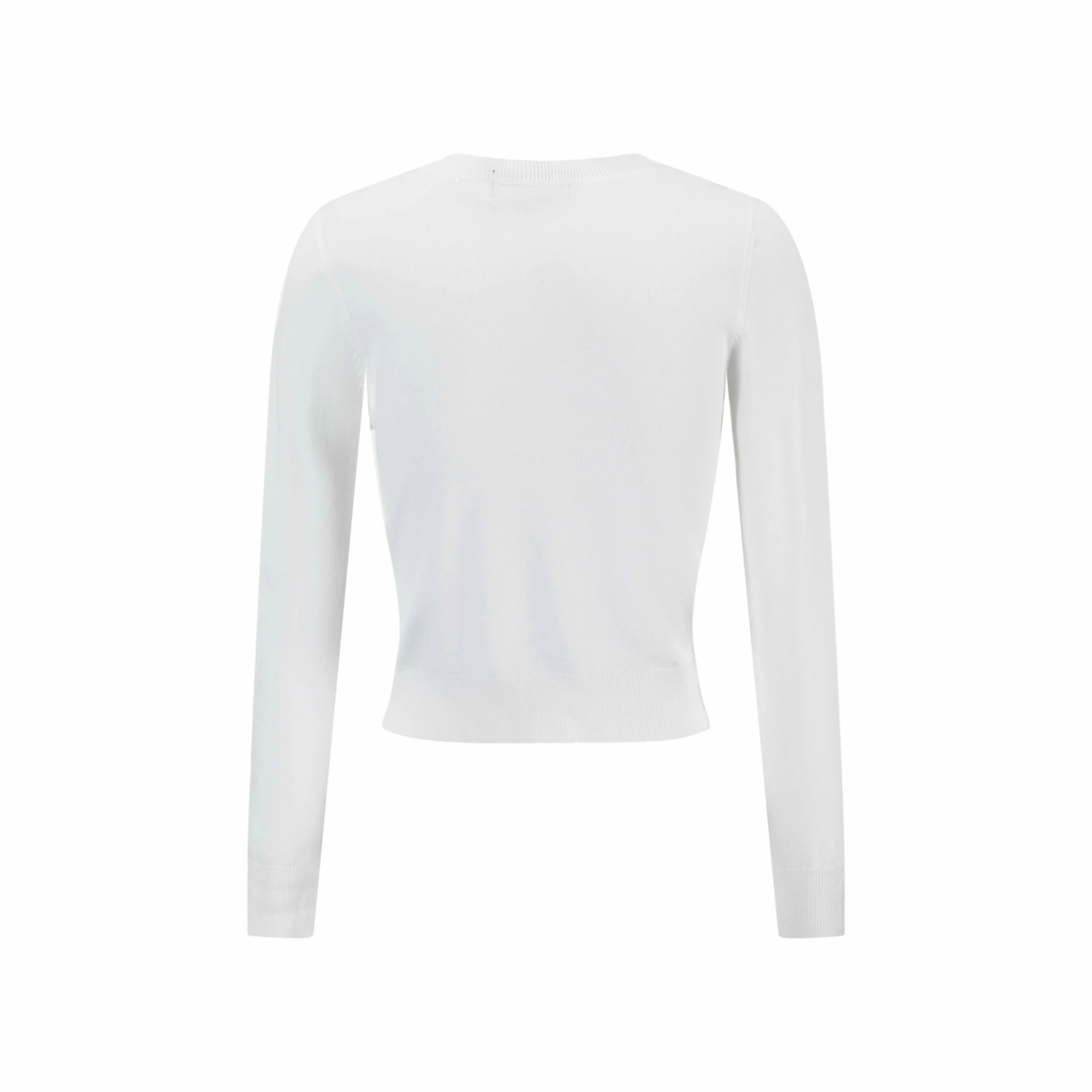 Knit Cardigan With Dark Bule Embroidery - Ivory - Image 2