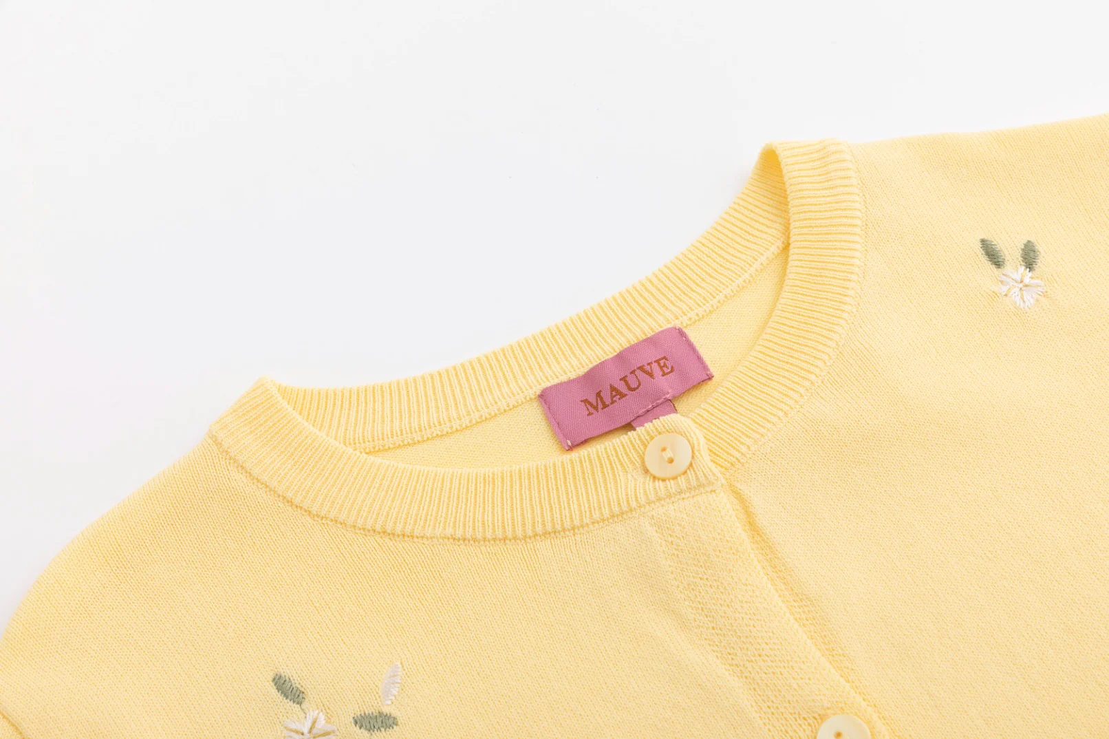 Knit Cardigan With Embroidery And Bows - Yellow - Image 4