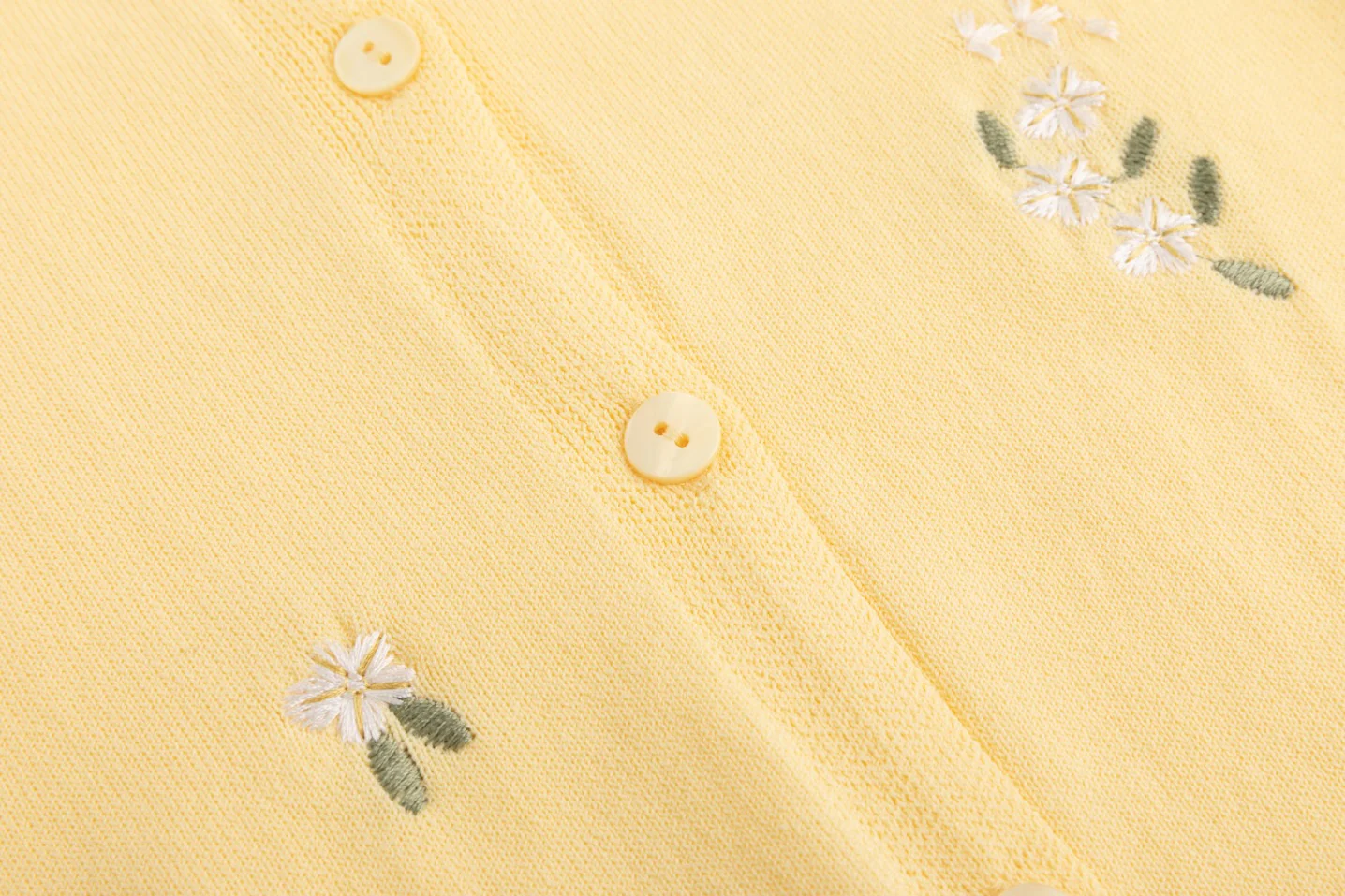 Knit Cardigan With Embroidery And Bows - Yellow - Image 5