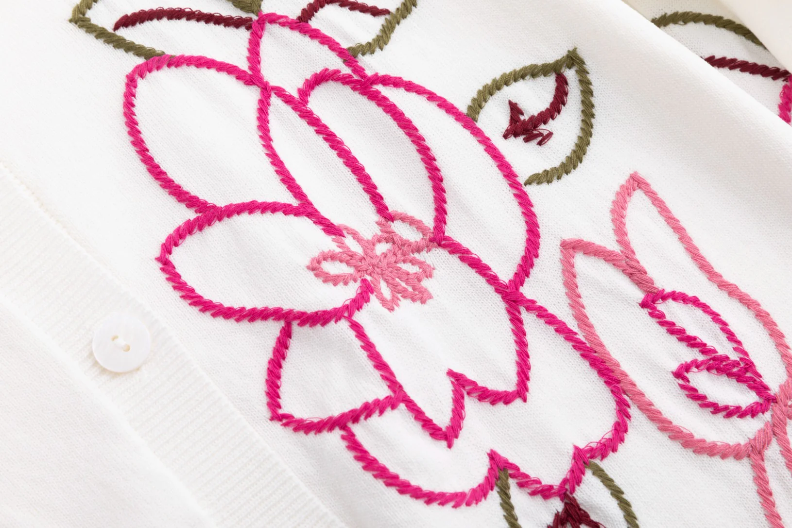 Knit Cardigan With Pink Embroidered Flowers - Image 6