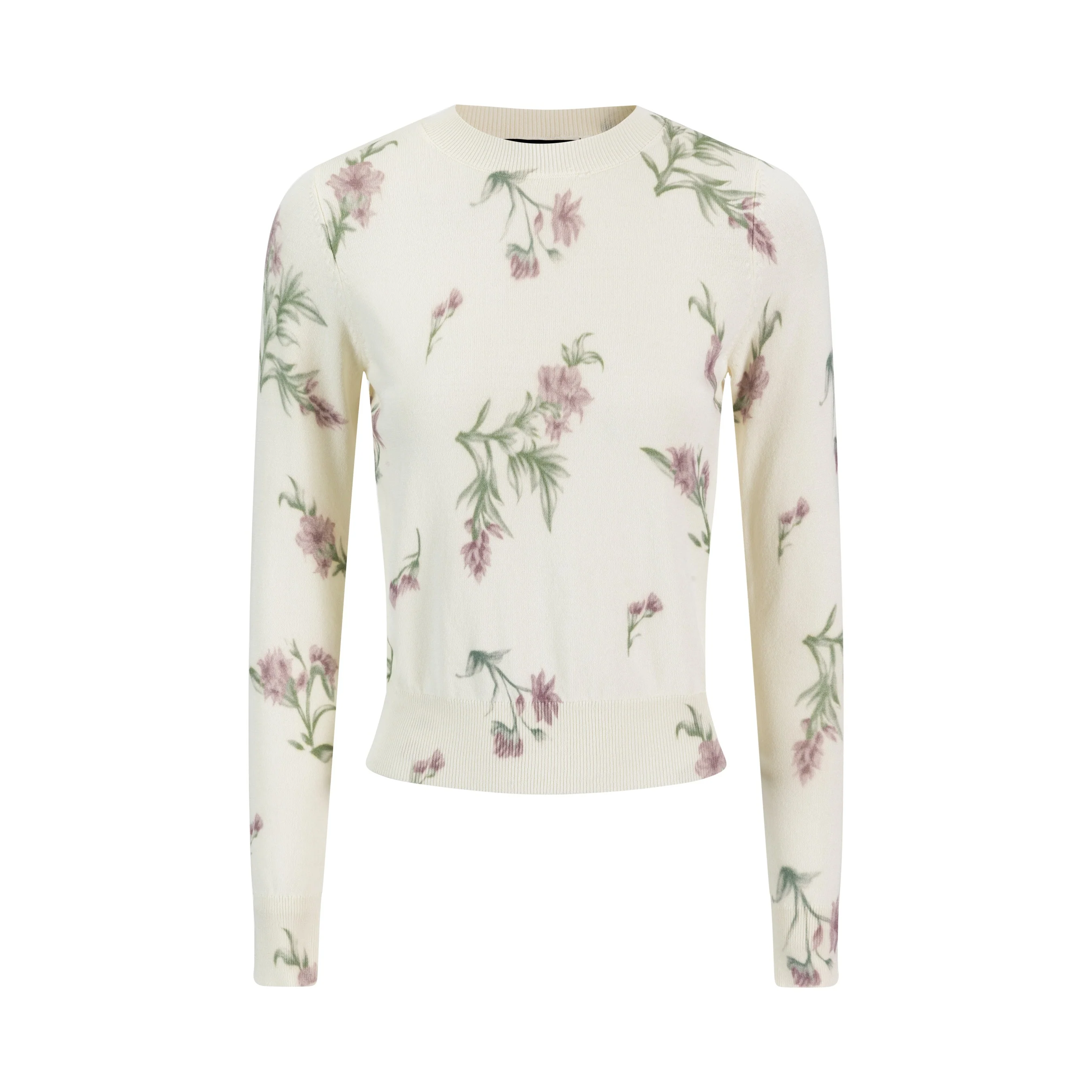 Knit Pink And Green Floral Sweater - Image 2