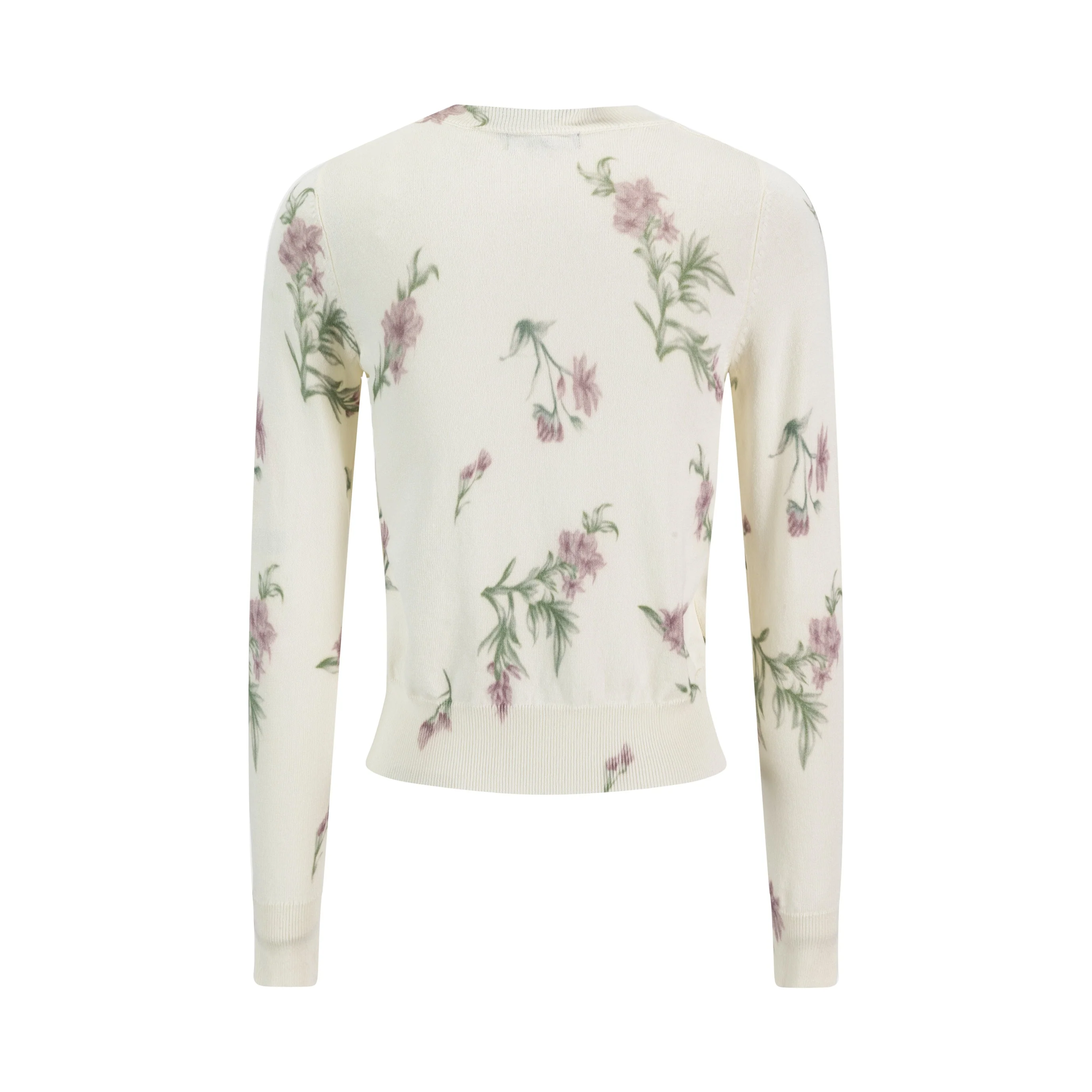 Knit Pink And Green Floral Sweater - Image 3