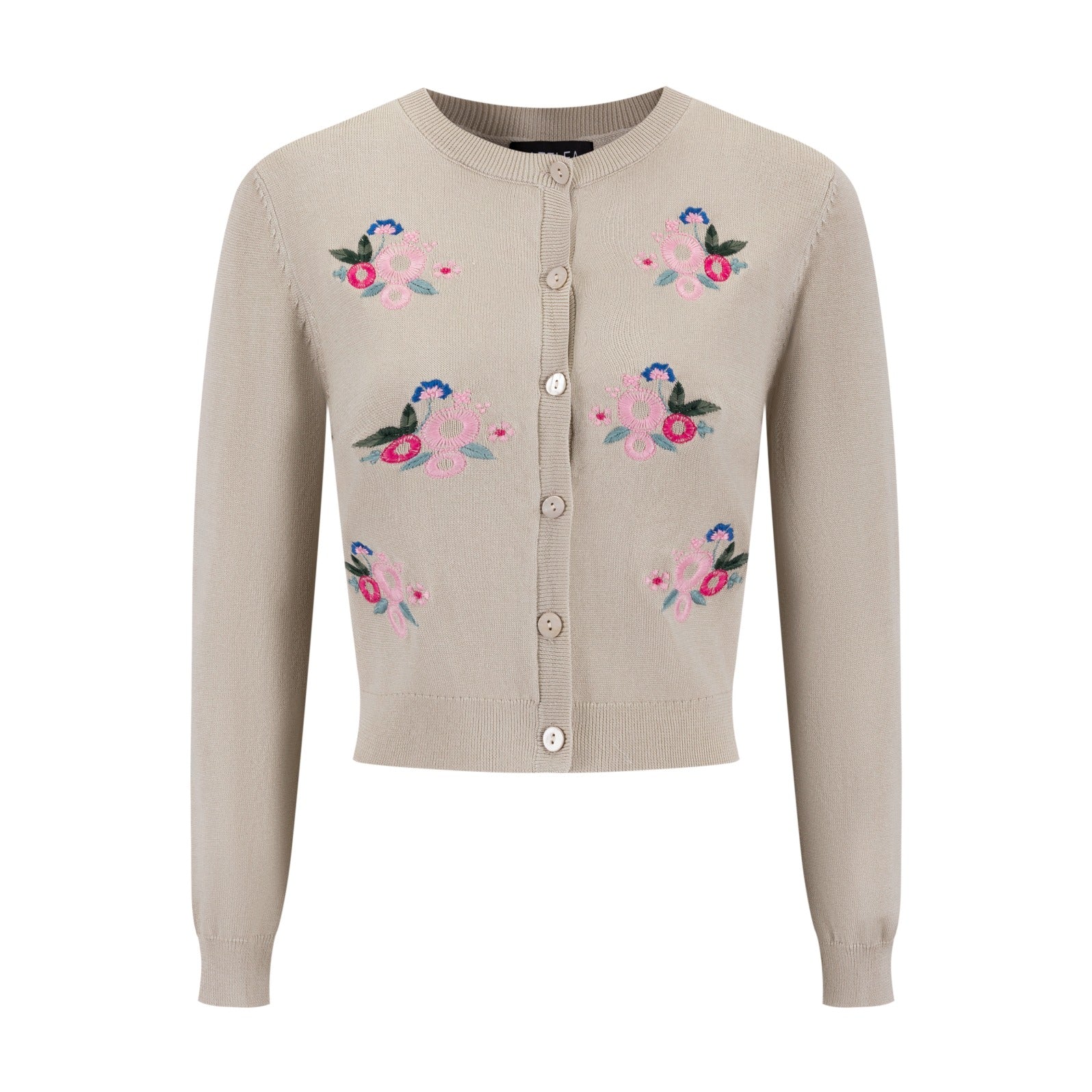 Knit Pink Embroidered Cardigan - Mauve - Image 2