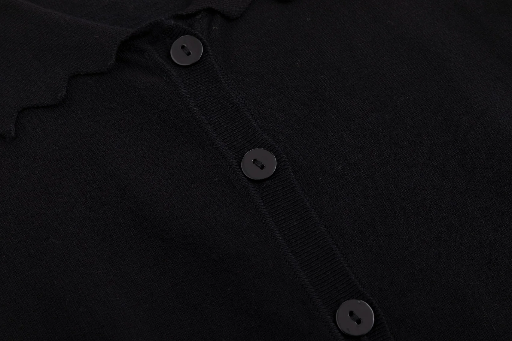 Knit Top With Scalloped Edges - Black - Image 5