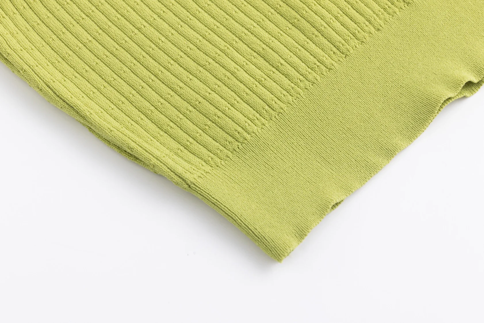 Knit Top With White Collar - Green - Image 4