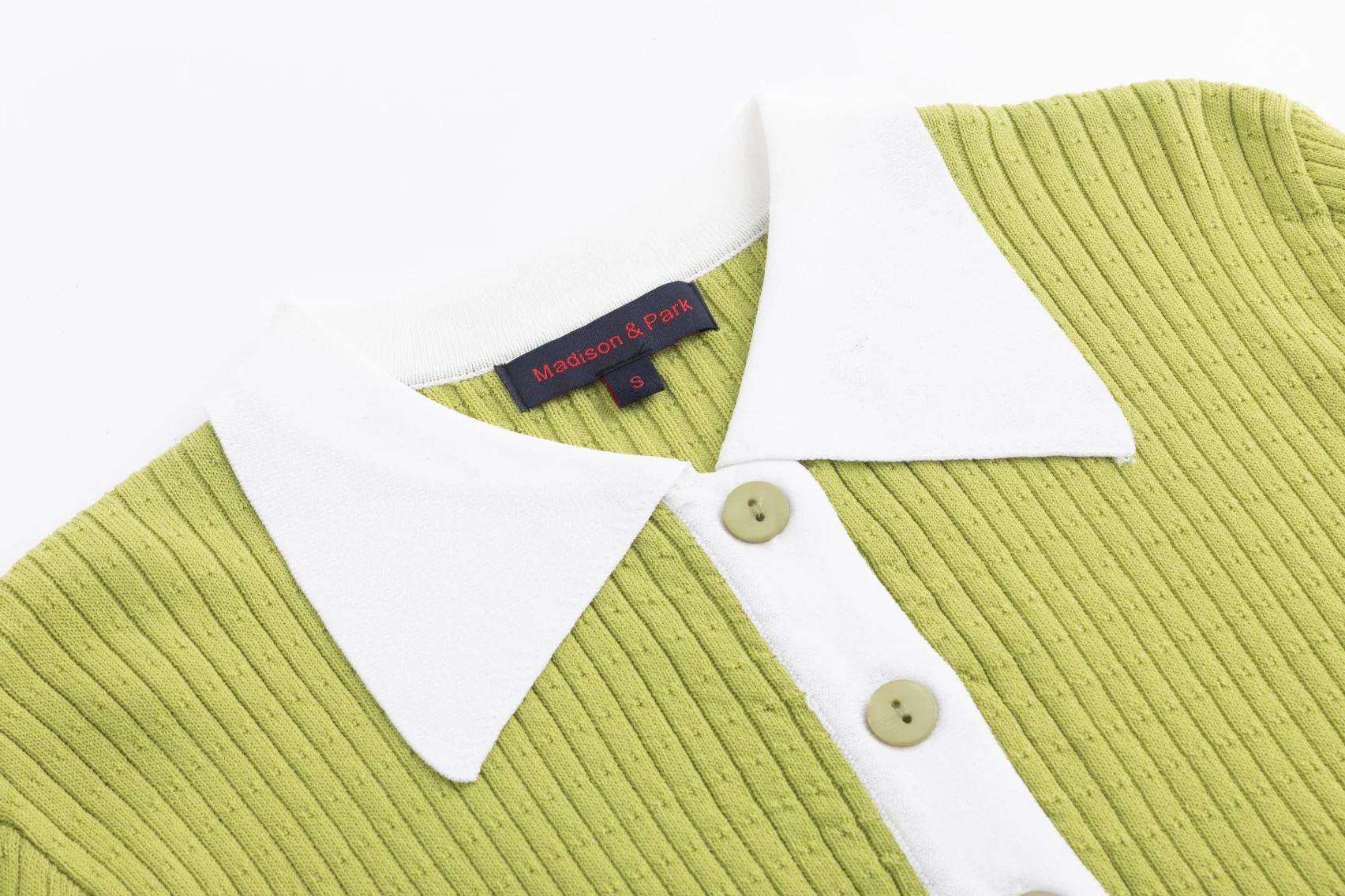 Knit Top With White Collar - Green - Image 5