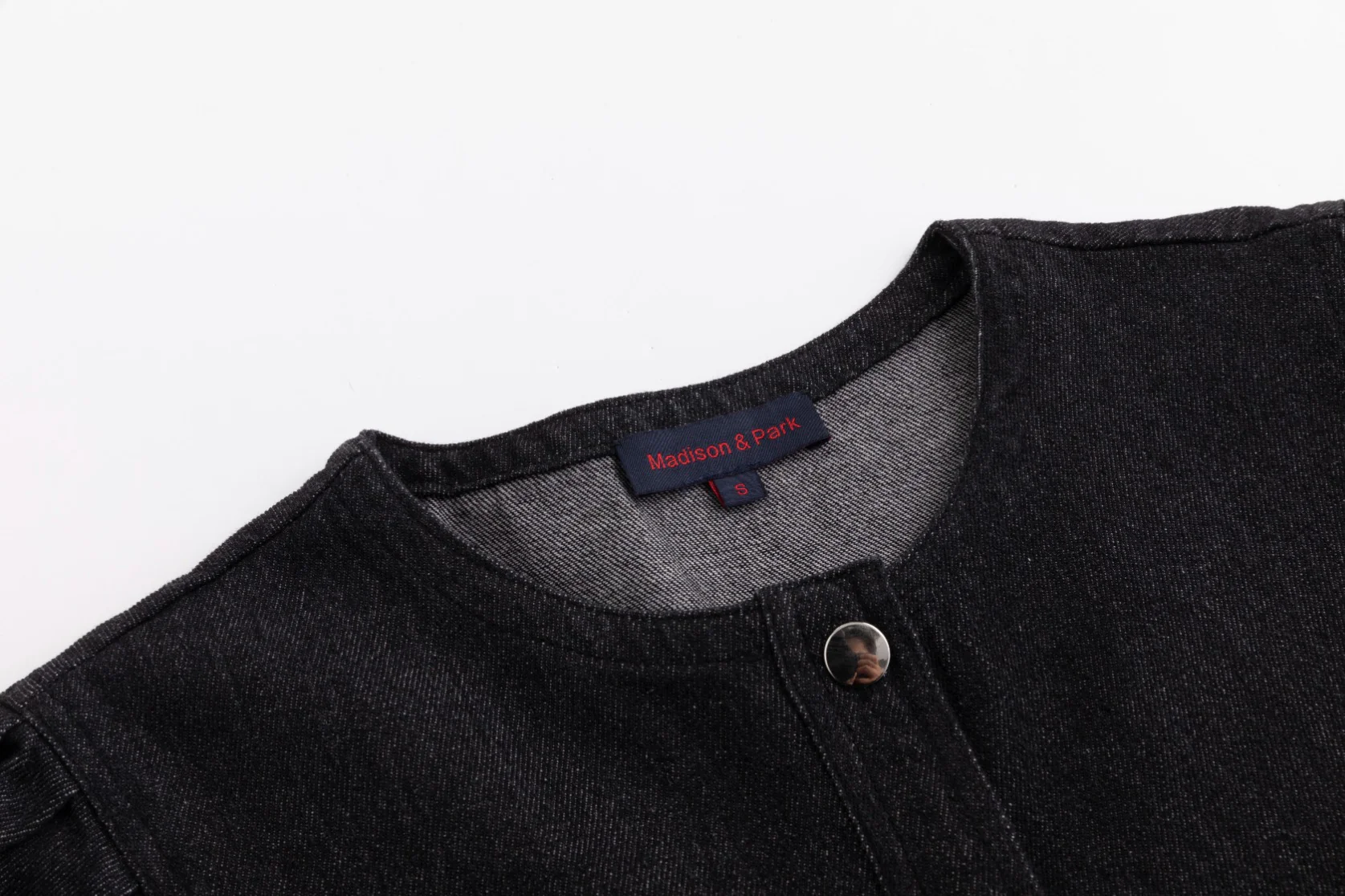 Lantern 3/4 Sleeve Denim Dress - Black - Image 3