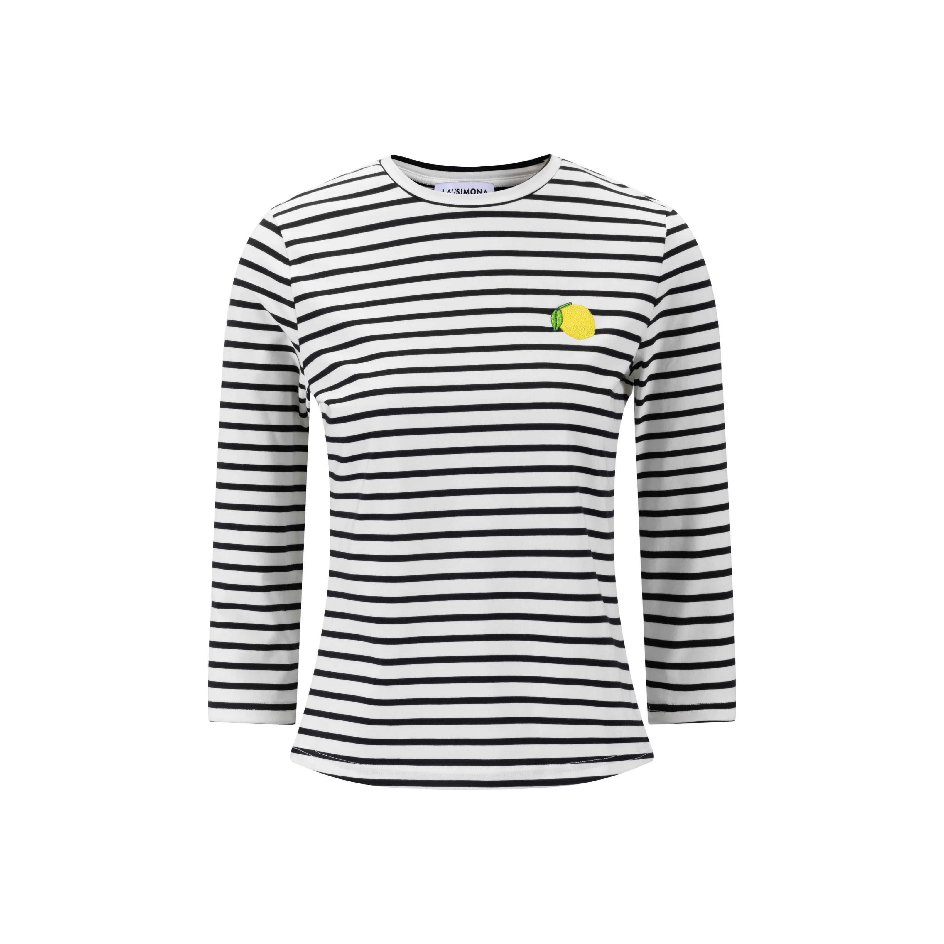 Lemon Embroidery Striped White Top - Image 3