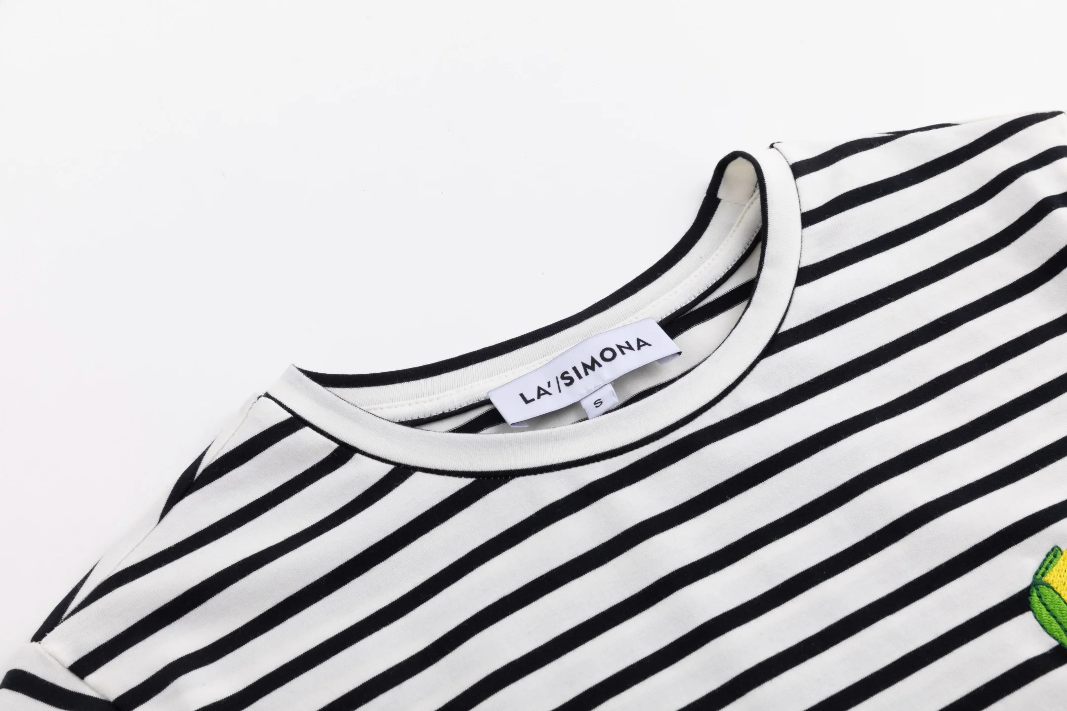 Lemon Embroidery Striped White Top - Image 5