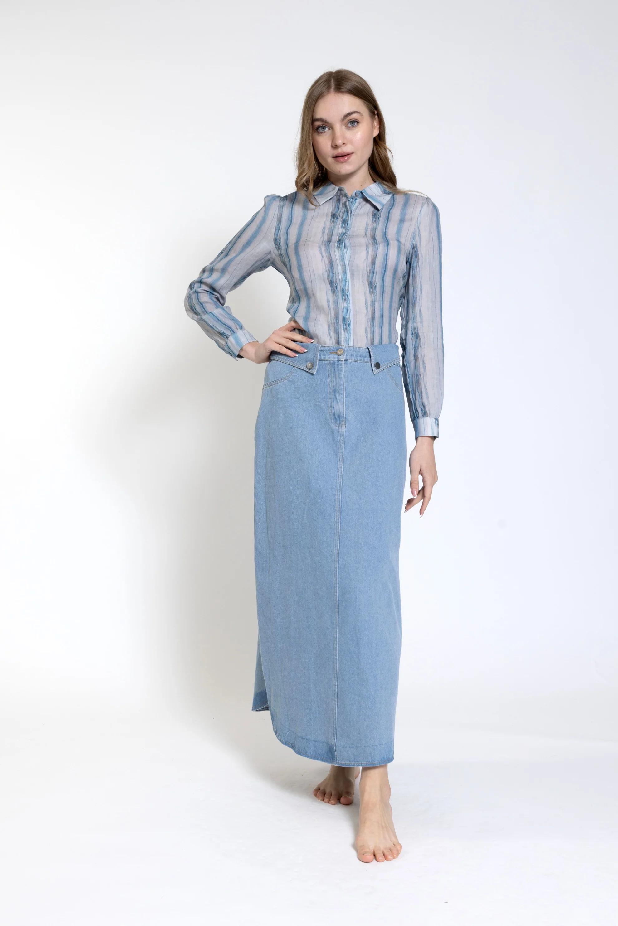 Light Blue Denim Skirt - TS24531-C - Image 2
