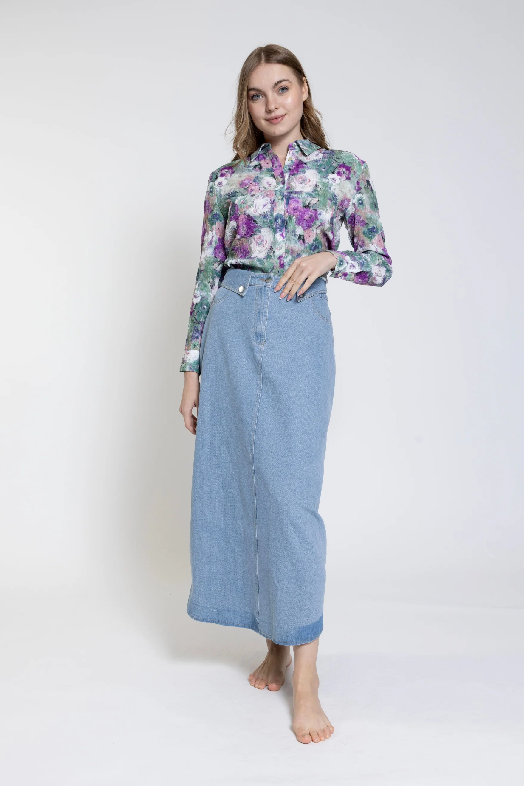 Light Blue Denim Skirt - TS24531-C - Image 3