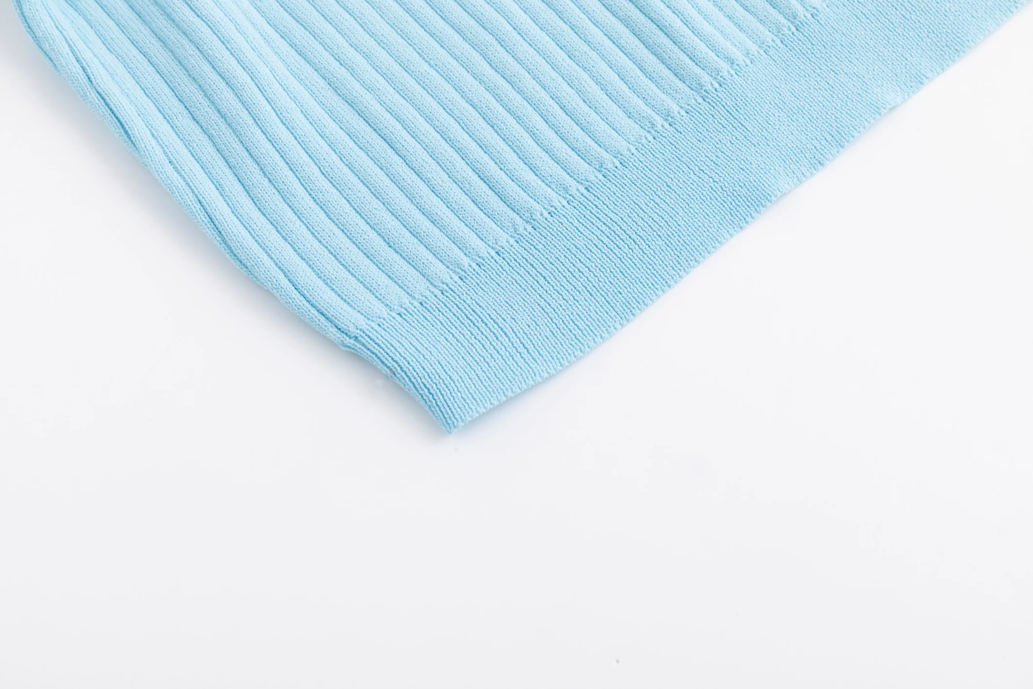 Light Blue Knit Top With Zipper - Image 6