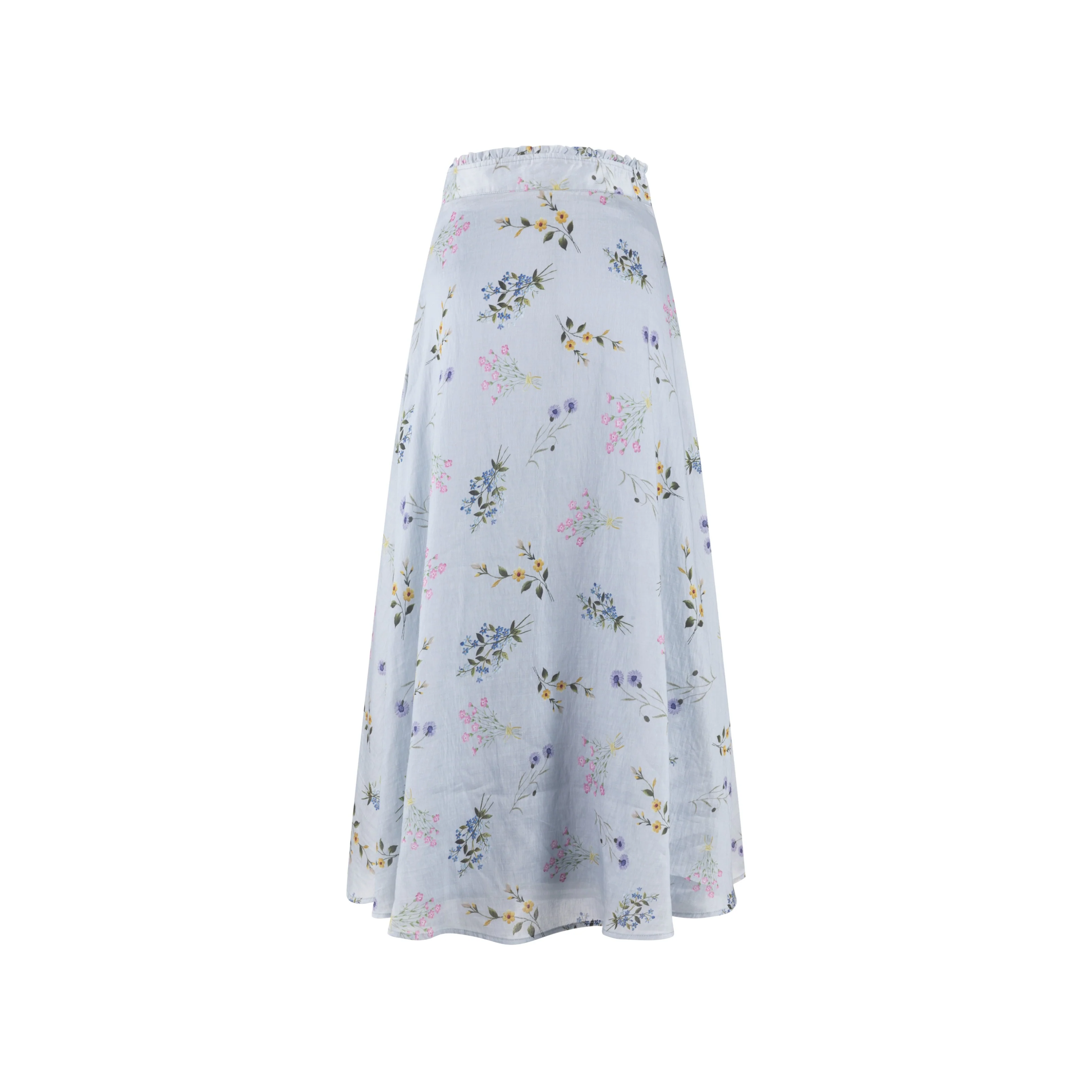 Light Blue Printed Floral Chiffon Maxi Skirt - Image 3