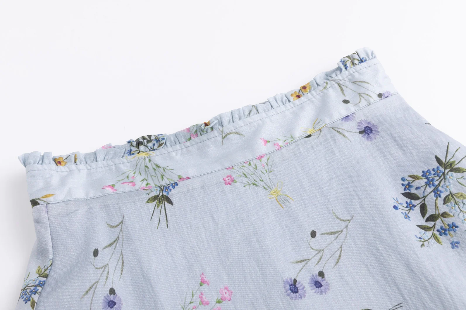 Light Blue Printed Floral Chiffon Maxi Skirt - Image 5