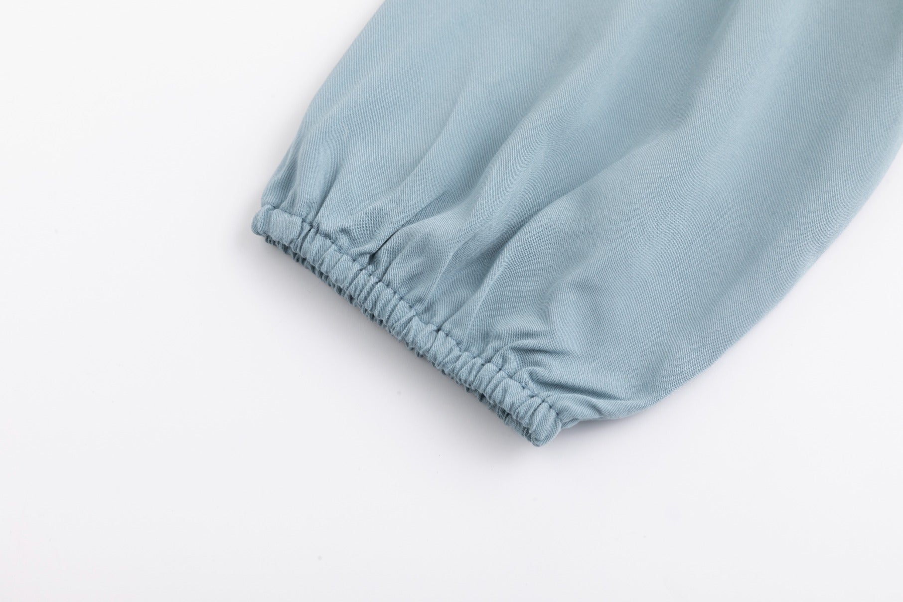 Linen Drawstring Neckline Dress - Sea Blue - Image 5