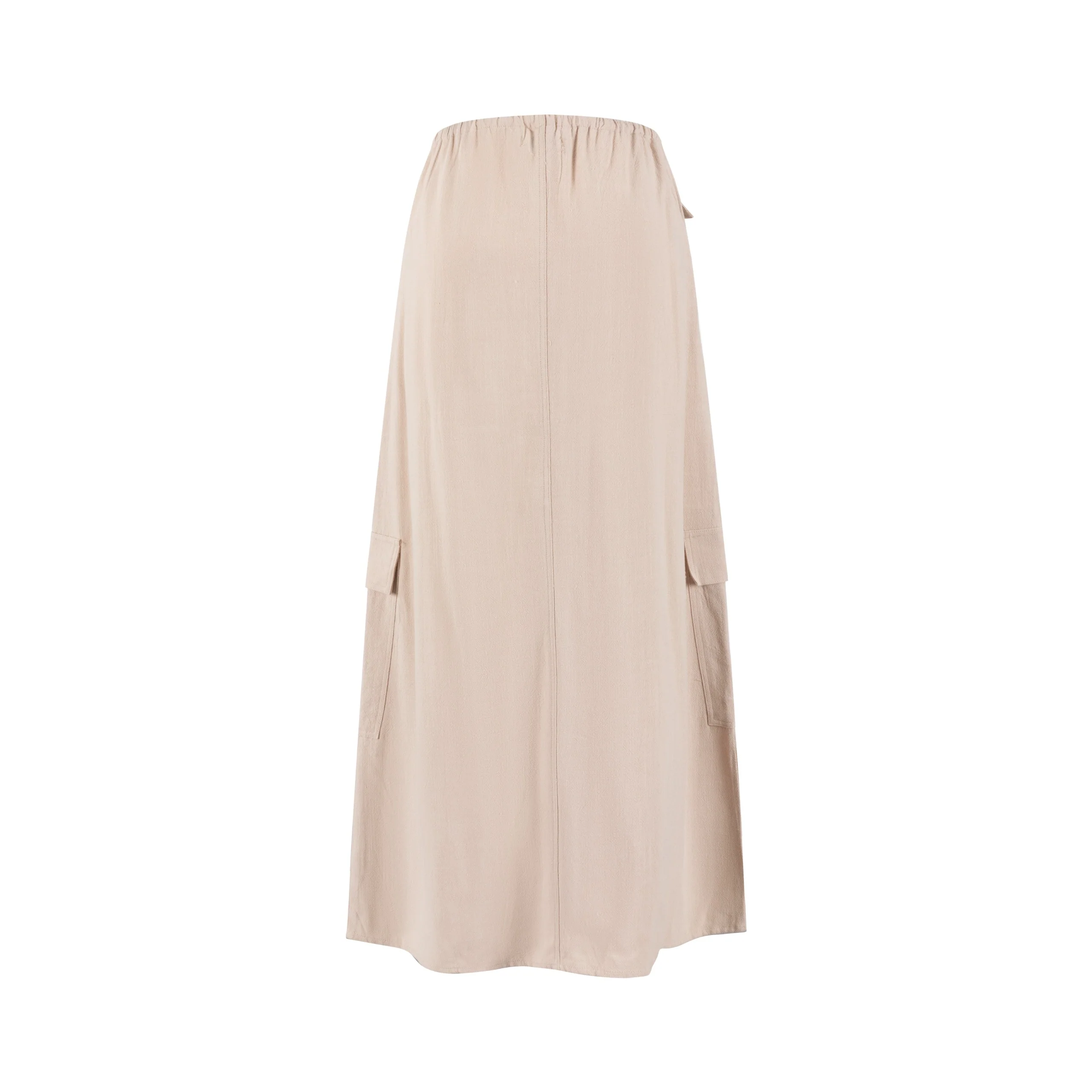 Linen Drawstring Pocket Skirt - Sand - Image 3
