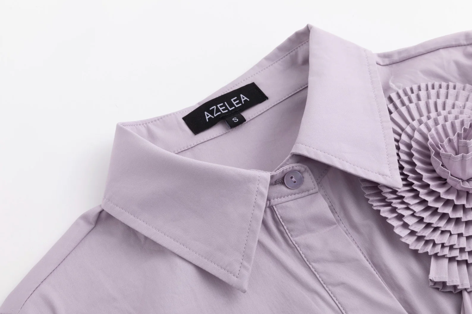 3D Flower Pleated Shirt - Mauve - Image 4