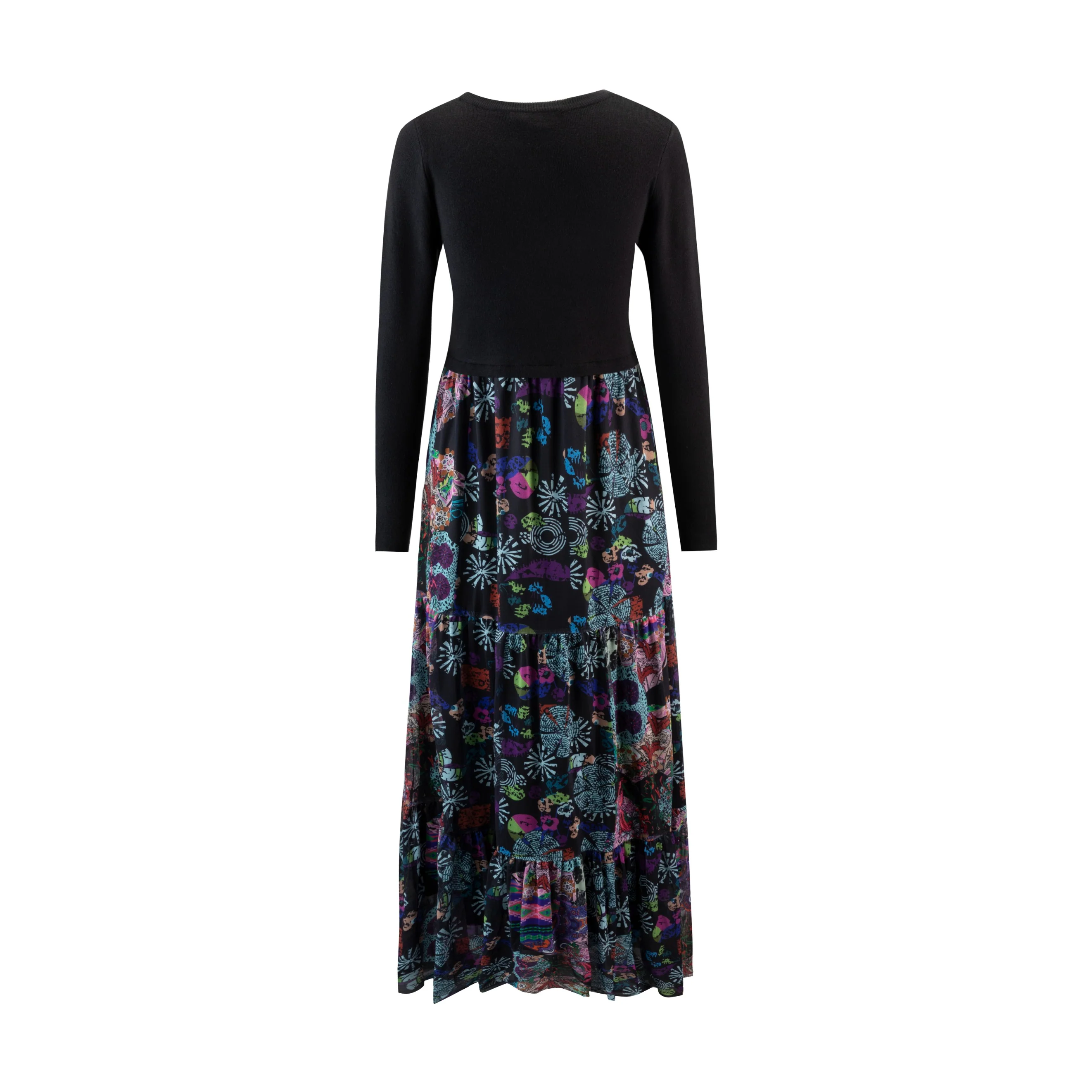 Mesh Printed Dress With Knit Top - Image 3