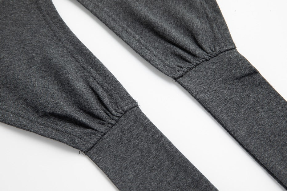 Mock Neck Paneled Wrap Top - Dark Heather Grey - Image 4