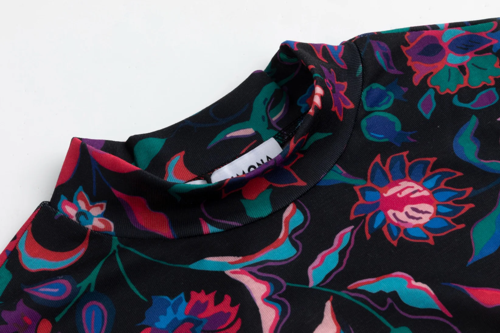 Multi Colored Printed T-Shirt Mock Neck - Image 5
