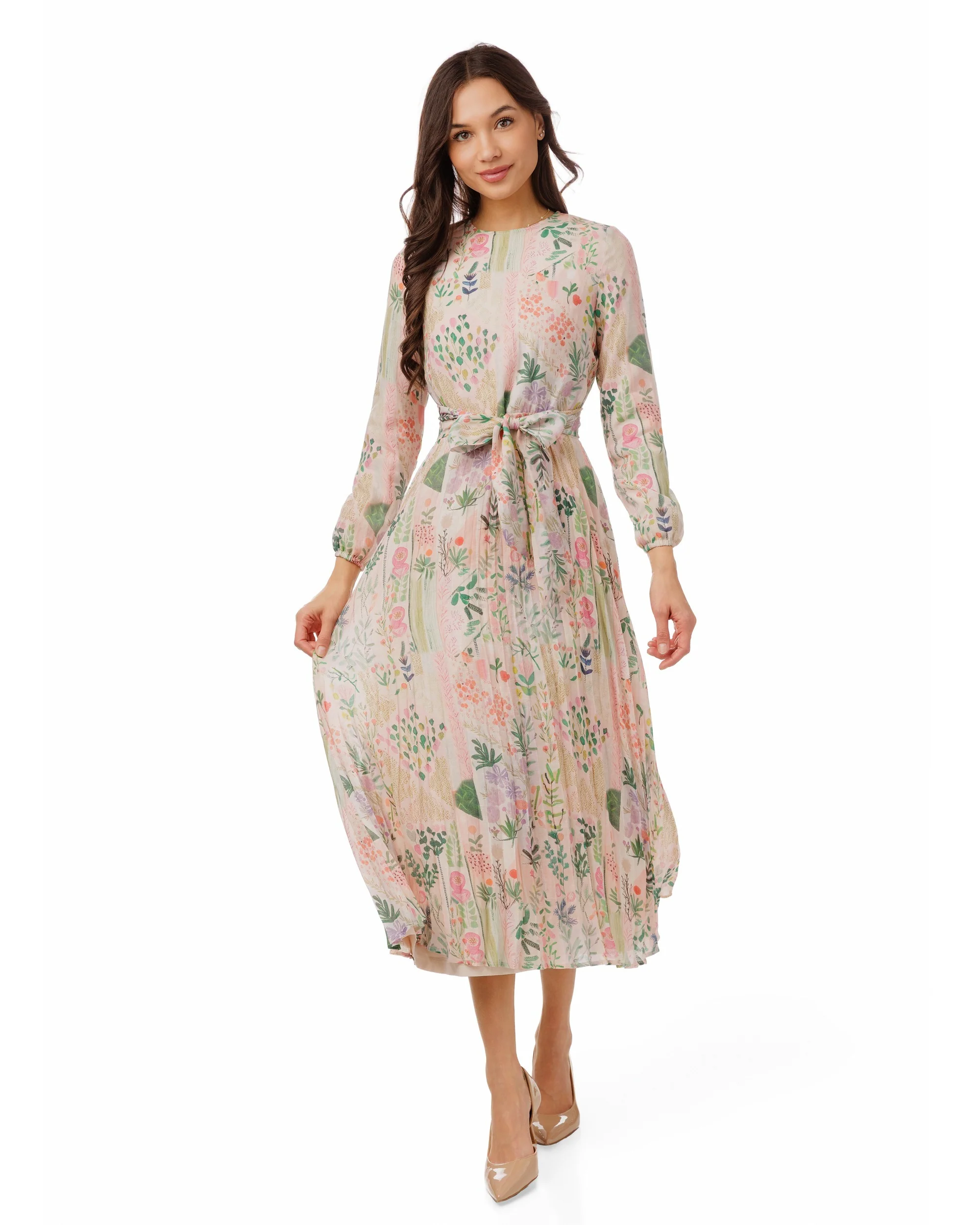Multi Flower Garden Print Pink Dress - Image 2