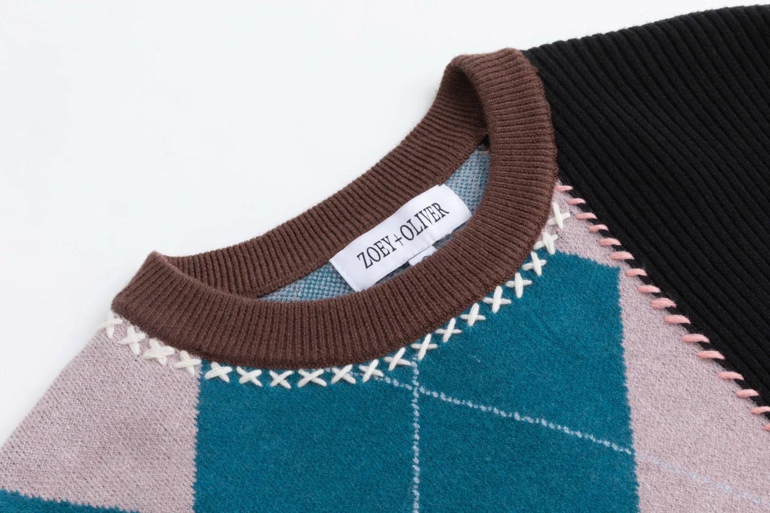 Multi Plaid Stitching Knit Top - Image 4