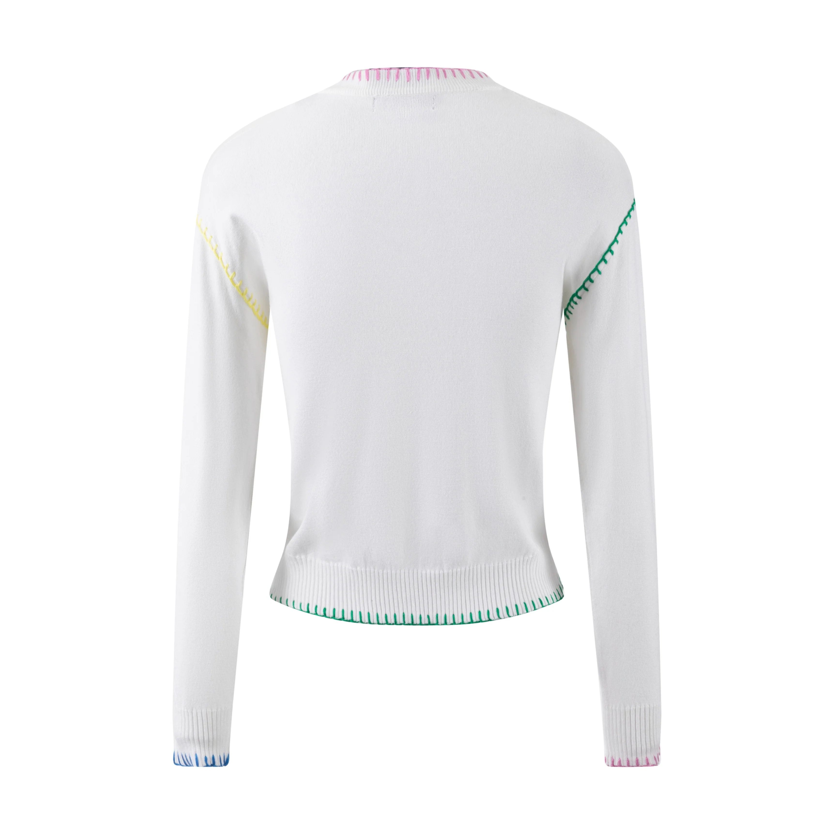 Multicolor Stitch Sweater - White - Image 3