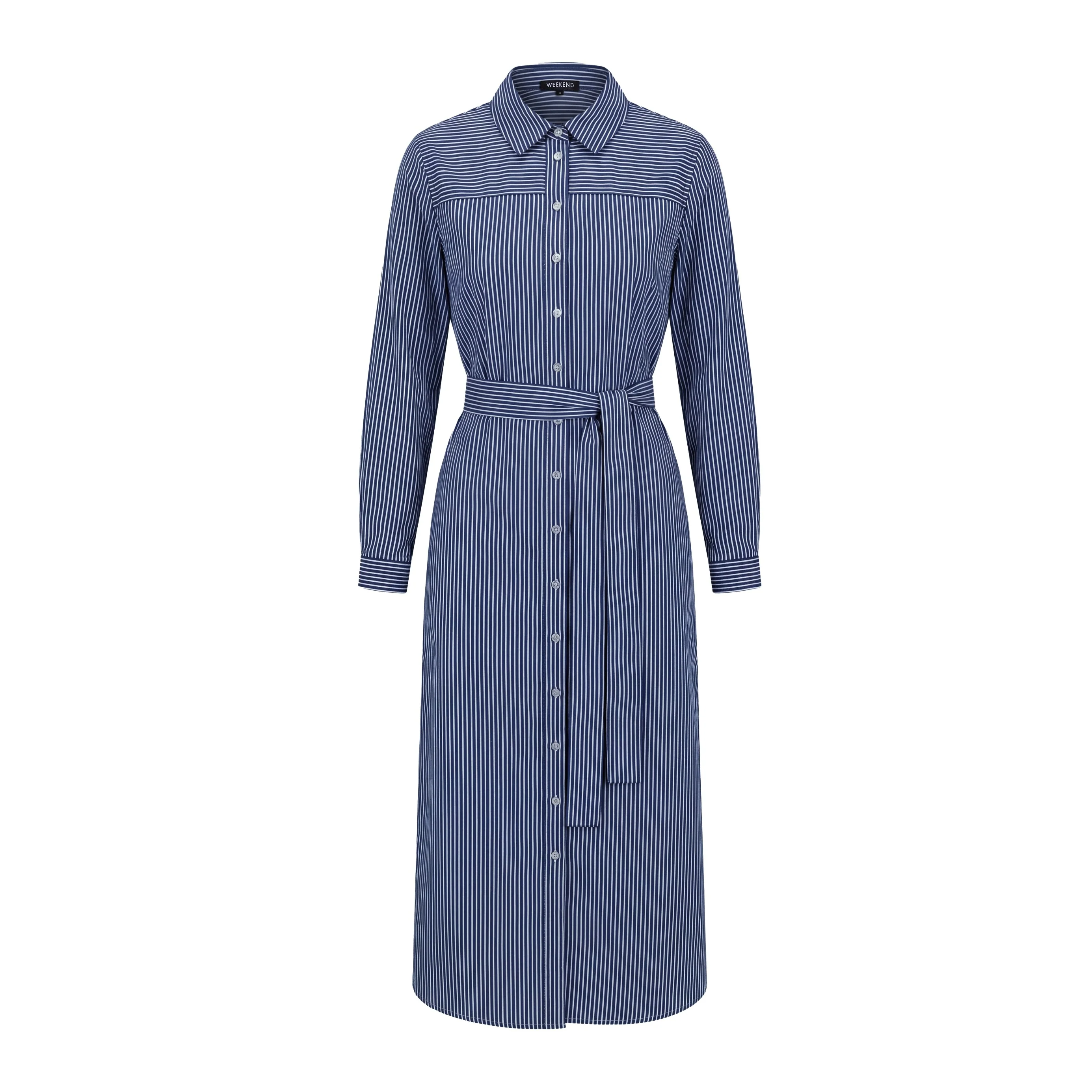 Navy And White Pinstriped Dress - Image 2