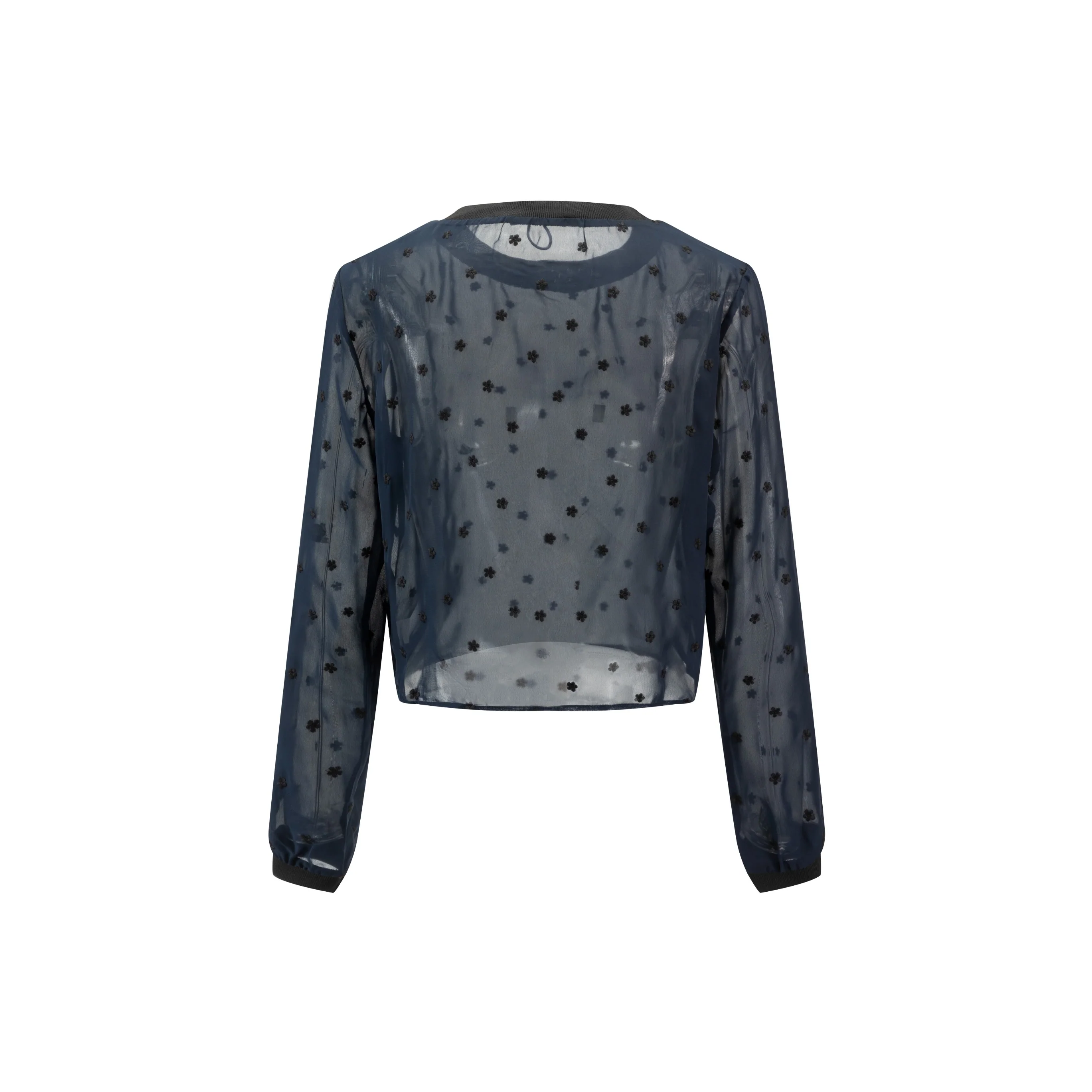 Navy Floral Embroidered Top - Image 3