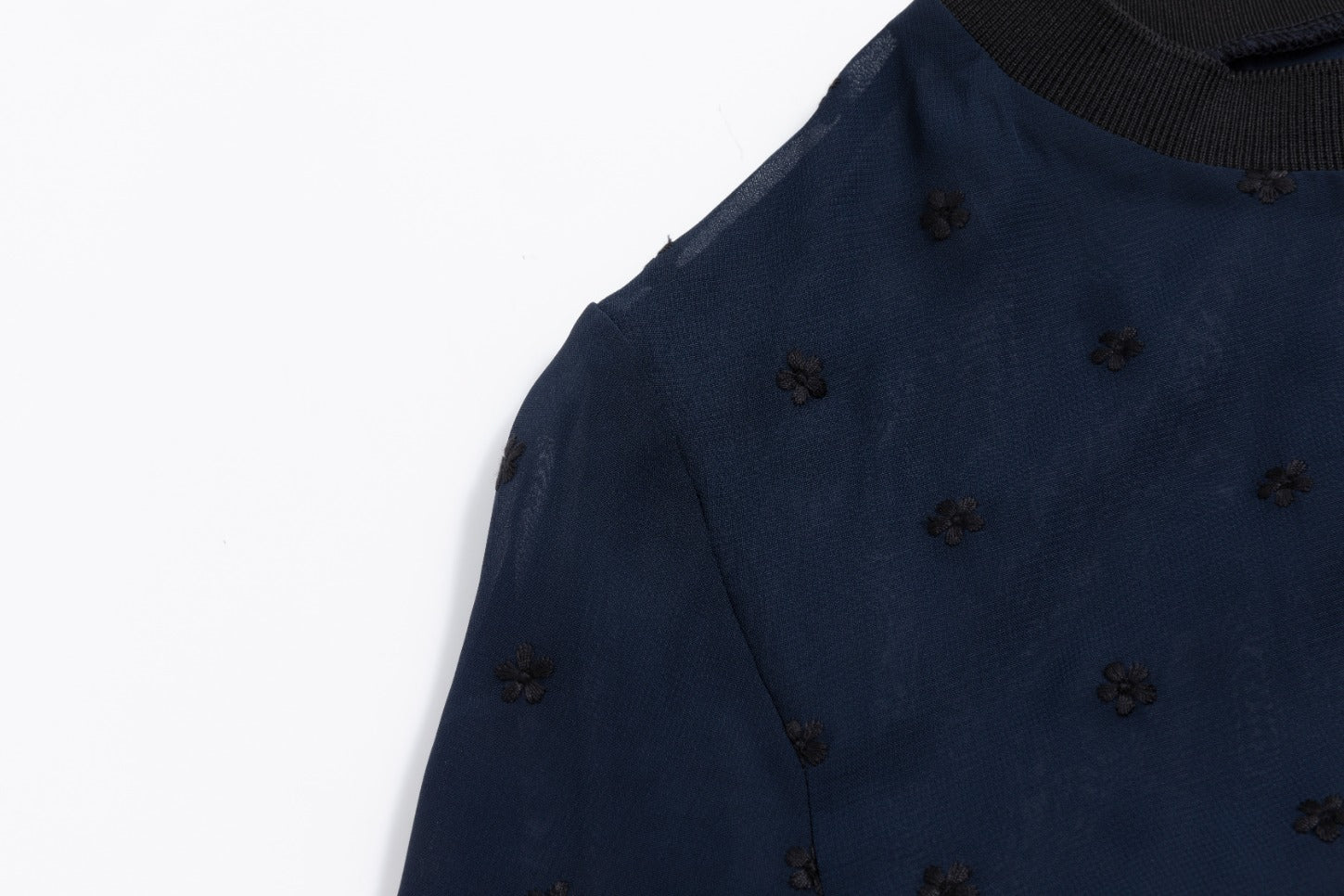 Navy Floral Embroidered Top - Image 5