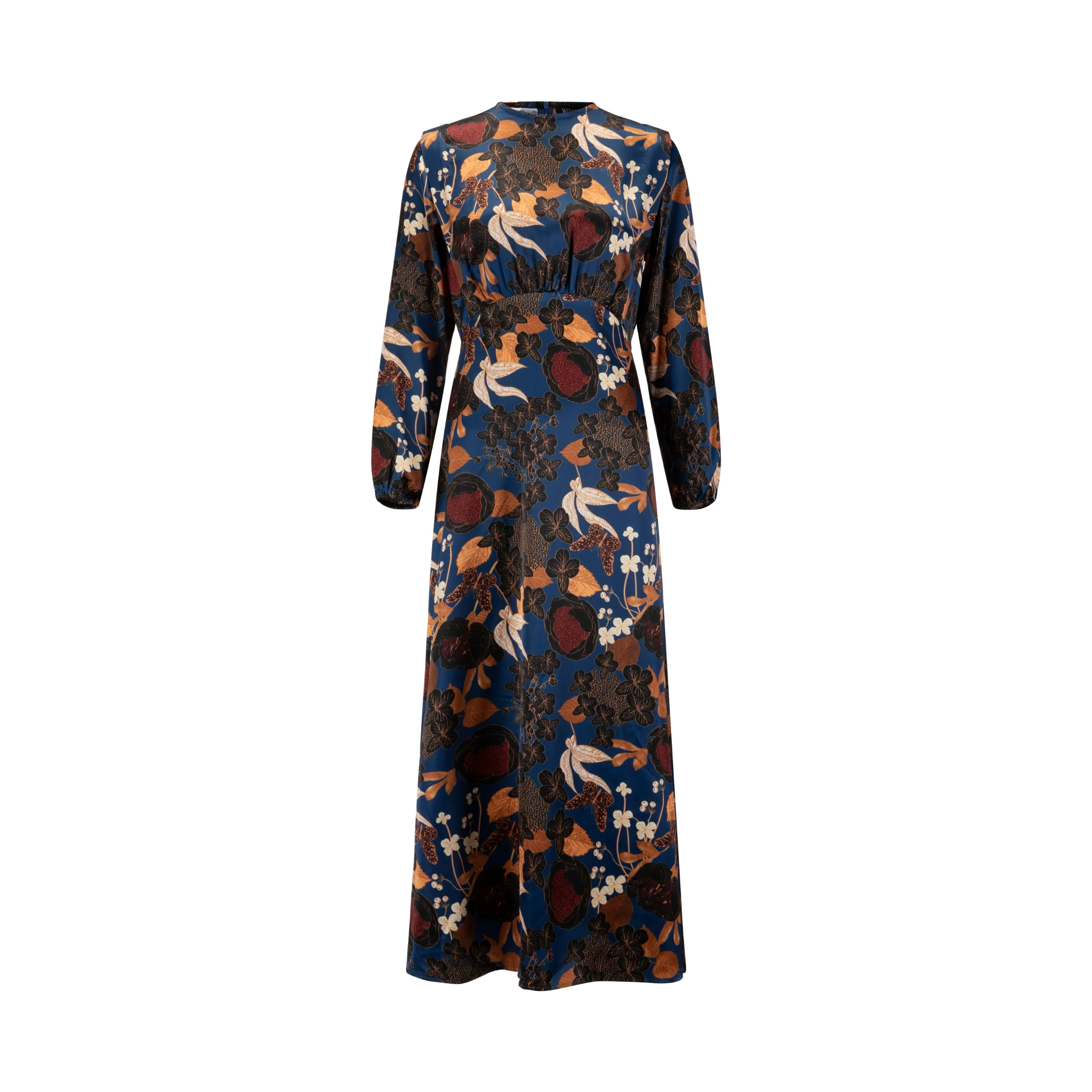 Navy Multicolored Silk Dress - Image 2
