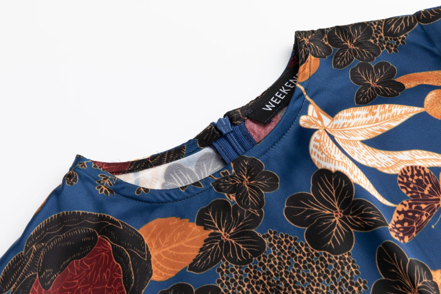 Navy Multicolored Silk Dress - Image 4