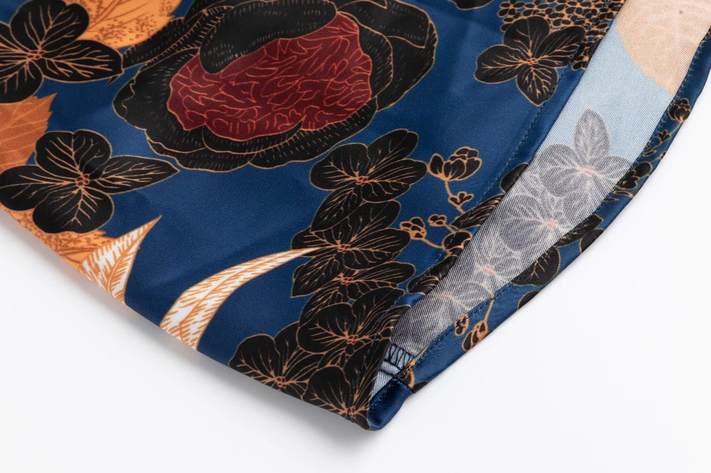 Navy Multicolored Silk Dress - Image 5
