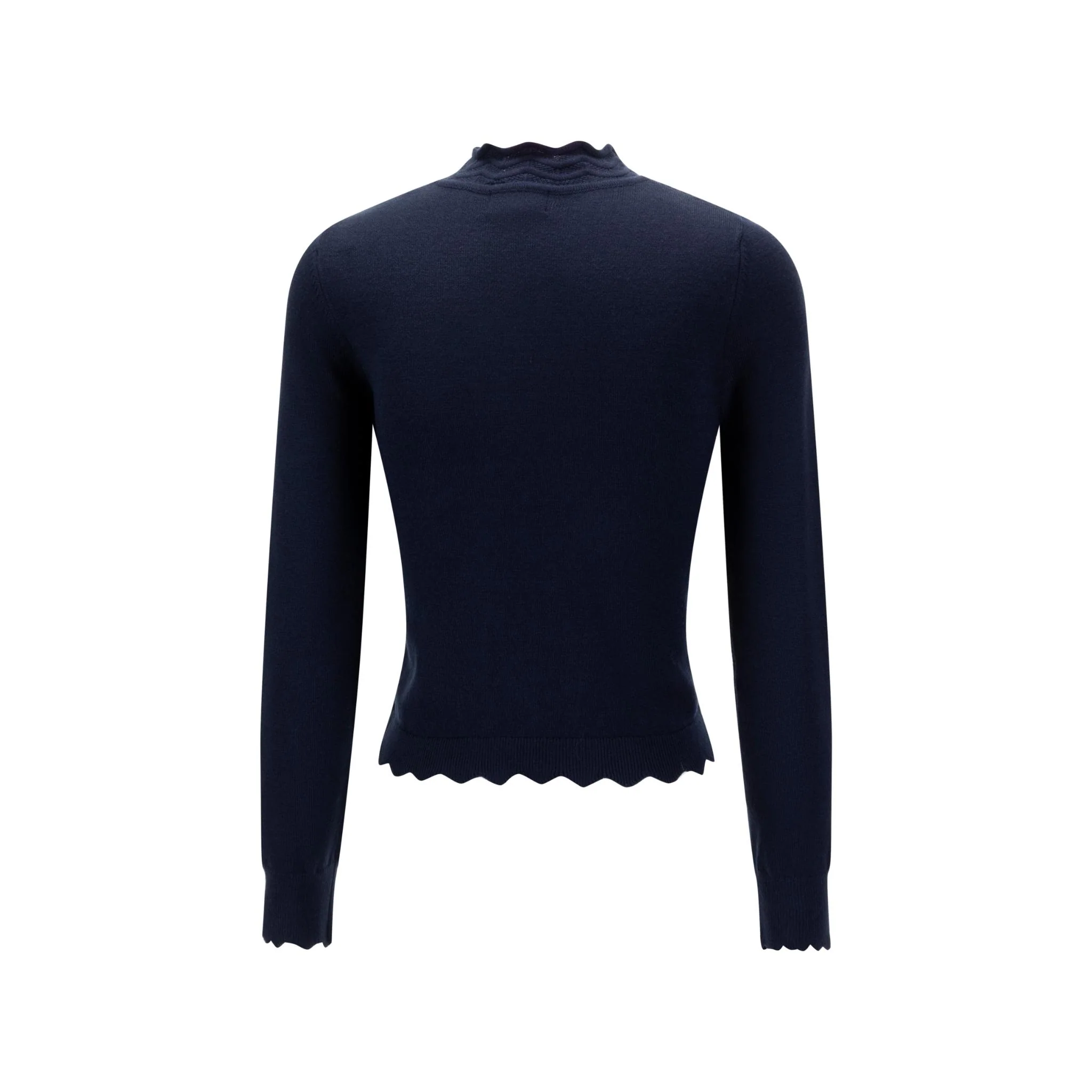 Navy Scallop Detail Mock Neck Sweater - Image 3