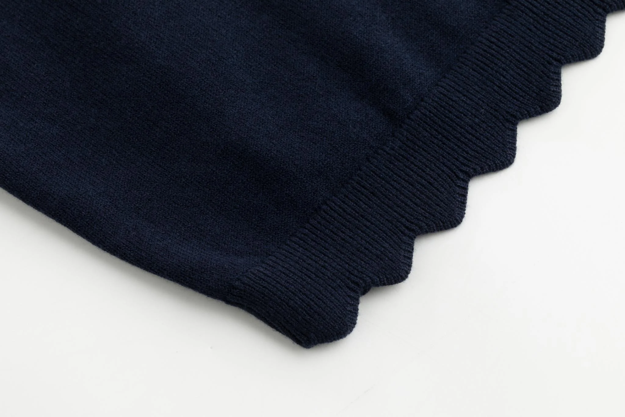 Navy Scallop Detail Mock Neck Sweater - Image 5