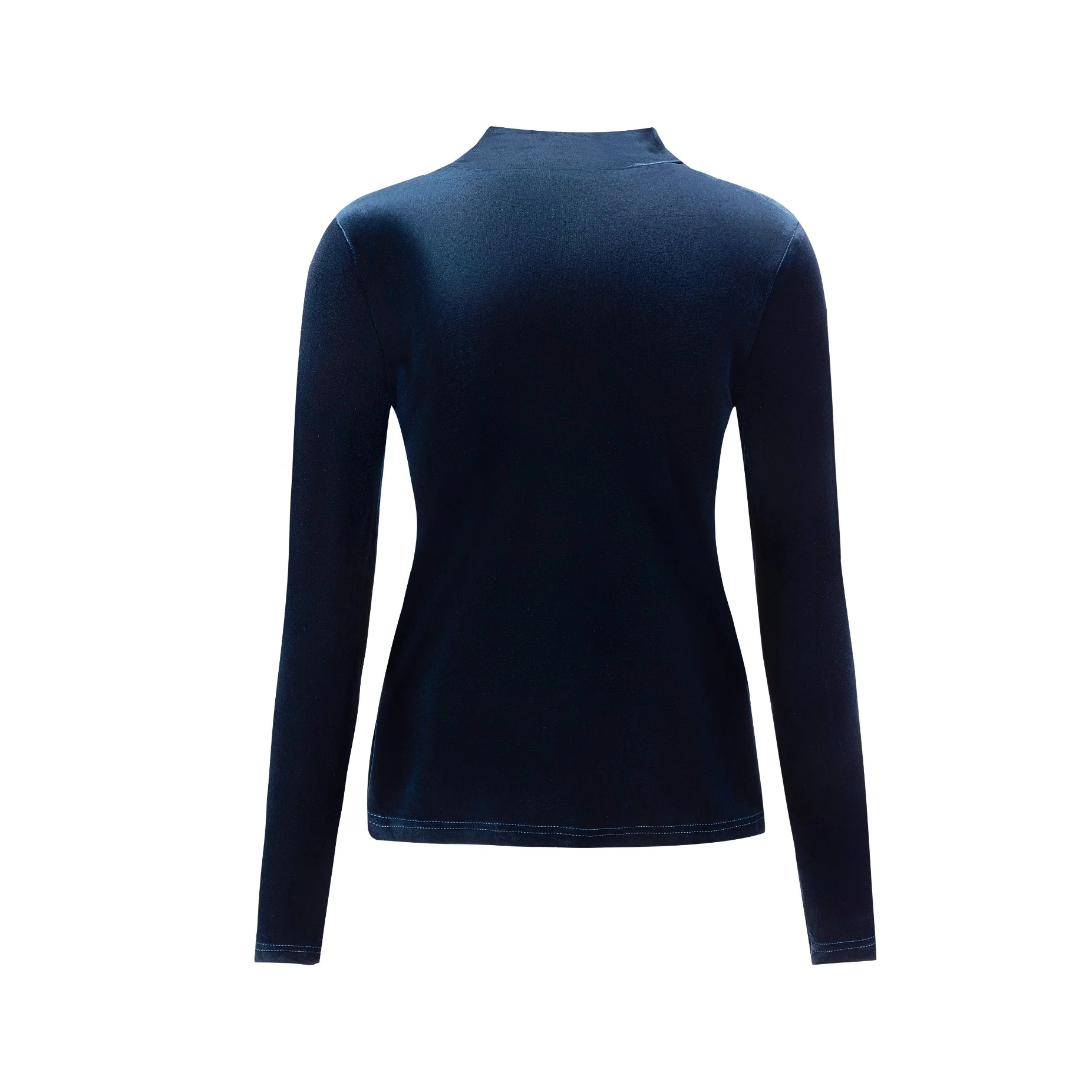 Solid Velvet Fitted Top - Navy - Image 3