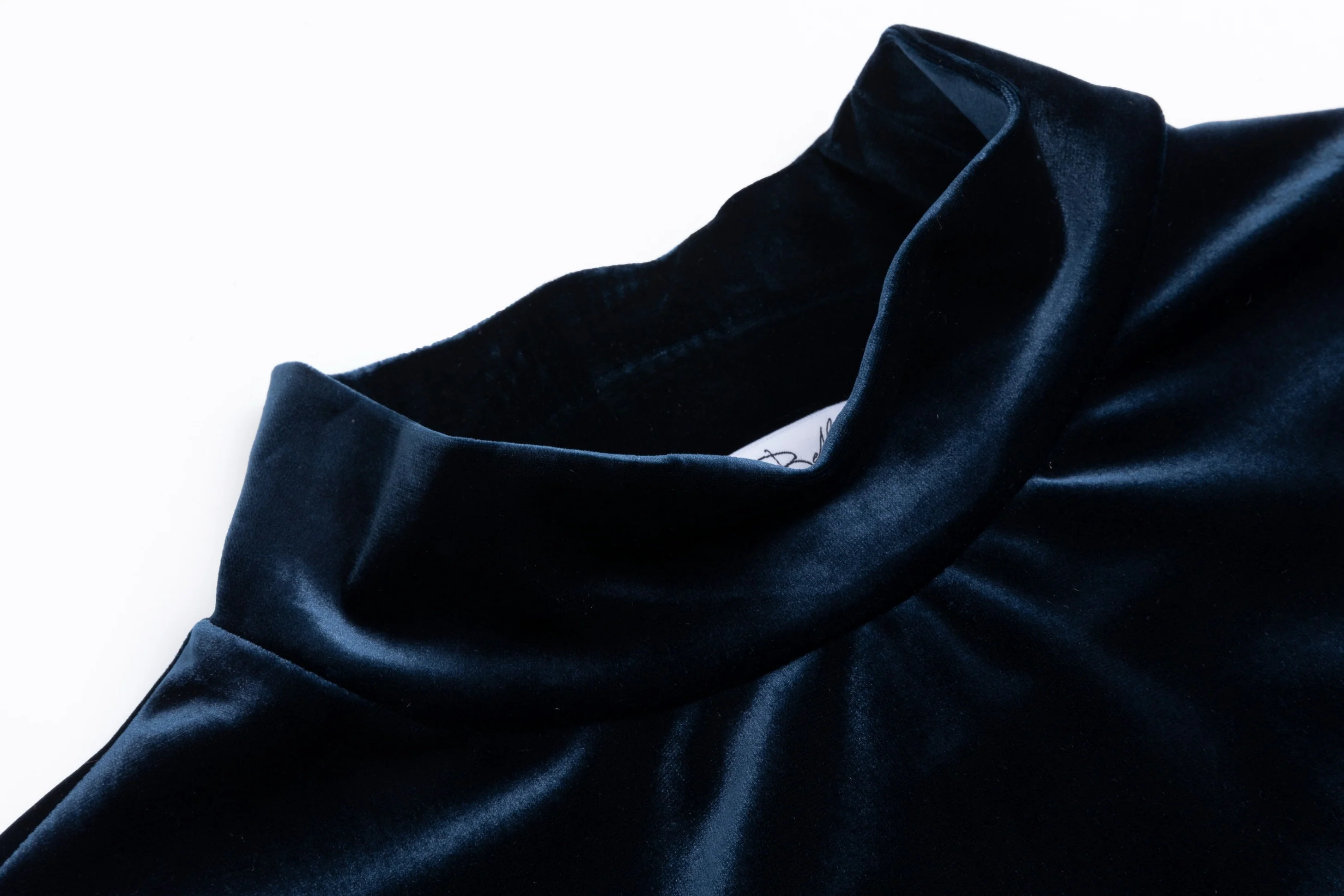 Solid Velvet Fitted Top - Navy - Image 4