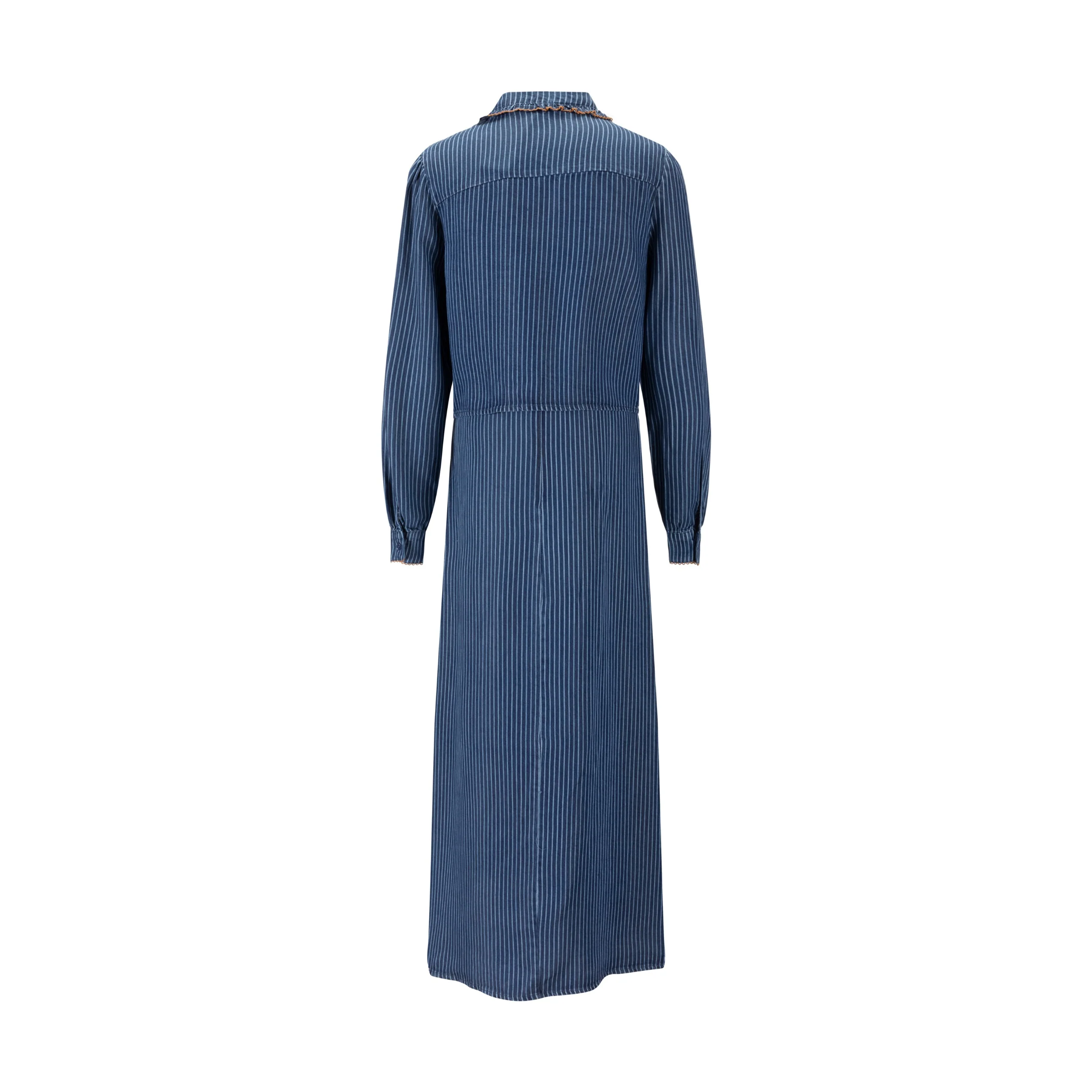 Navy Striped Denim Overlay Dress - Image 3