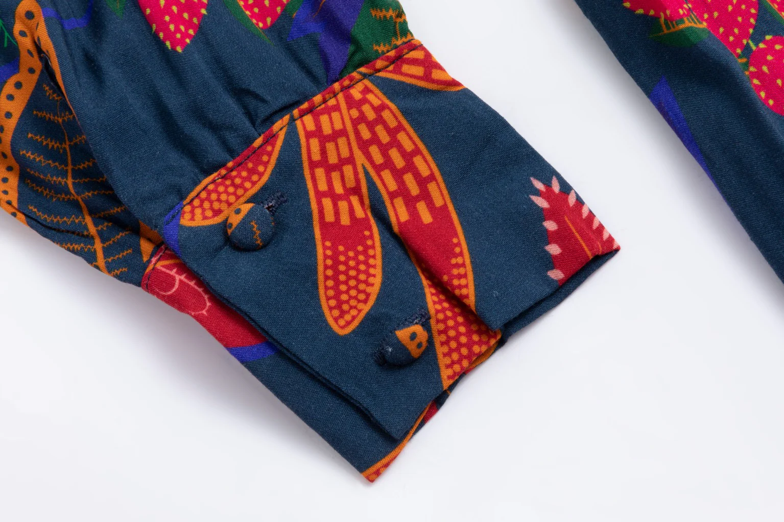 Navy With Multicolor Leaves Printed Dress - Image 6