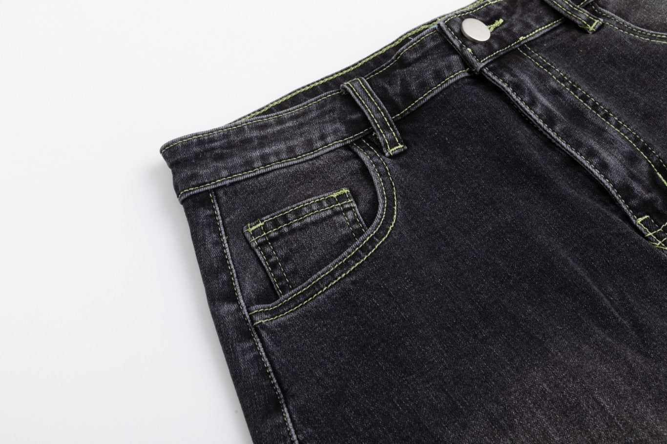 Neon Stitching Denim Skirt - Black - Image 5