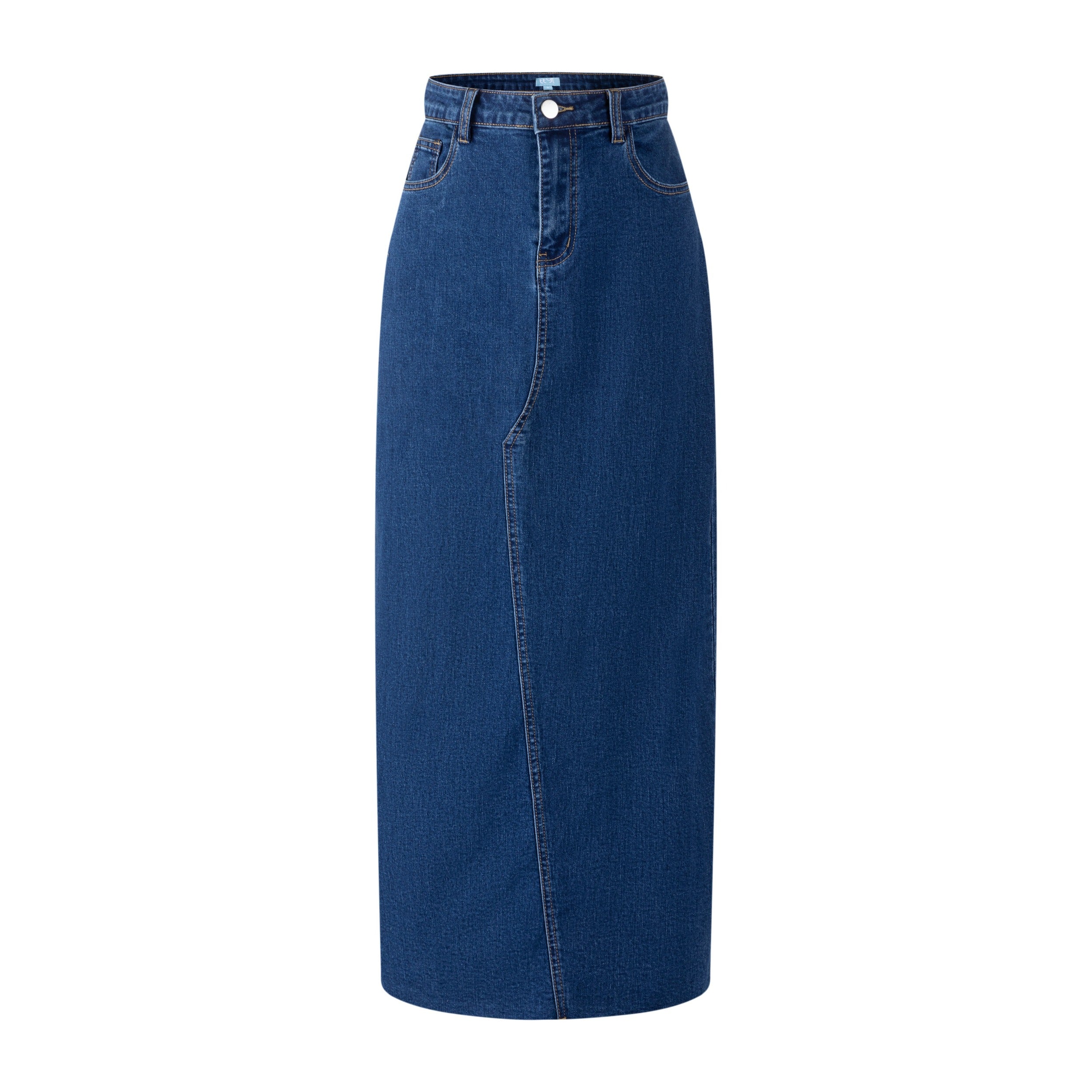 Neon Stitching Denim Skirt - Blue - Image 2