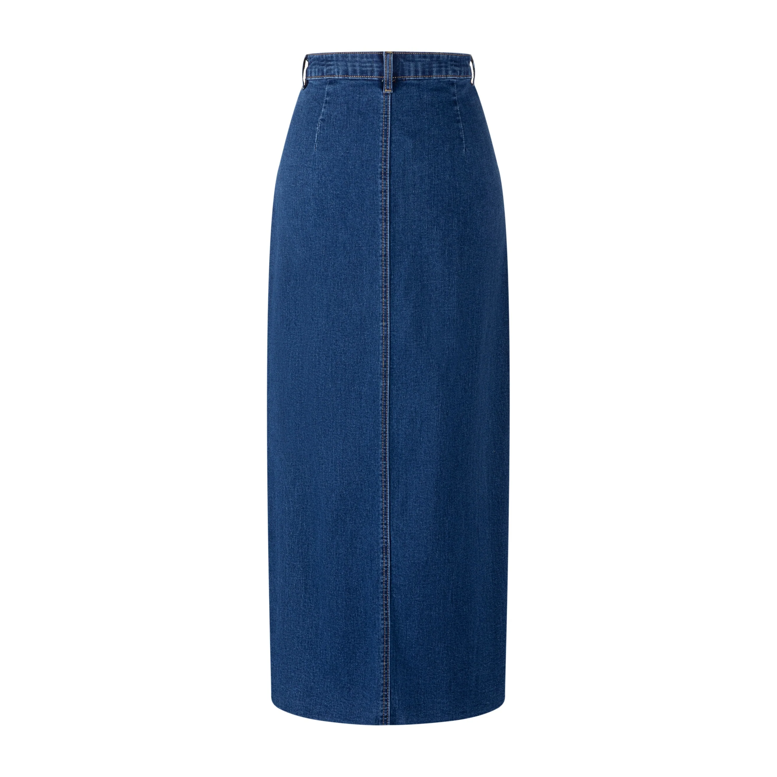 Neon Stitching Denim Skirt - Blue - Image 3