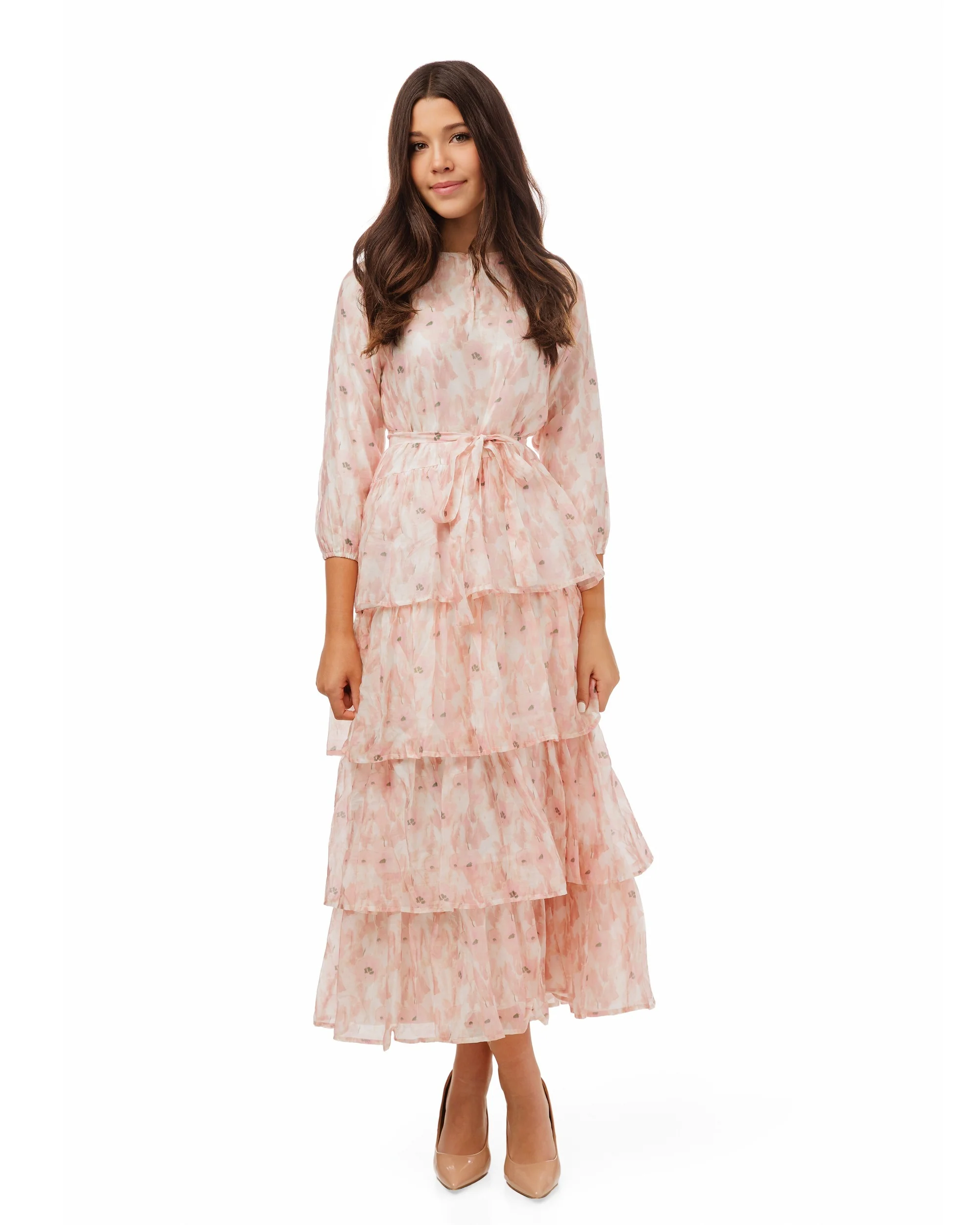 Pink Floral Layered Dress - Image 2