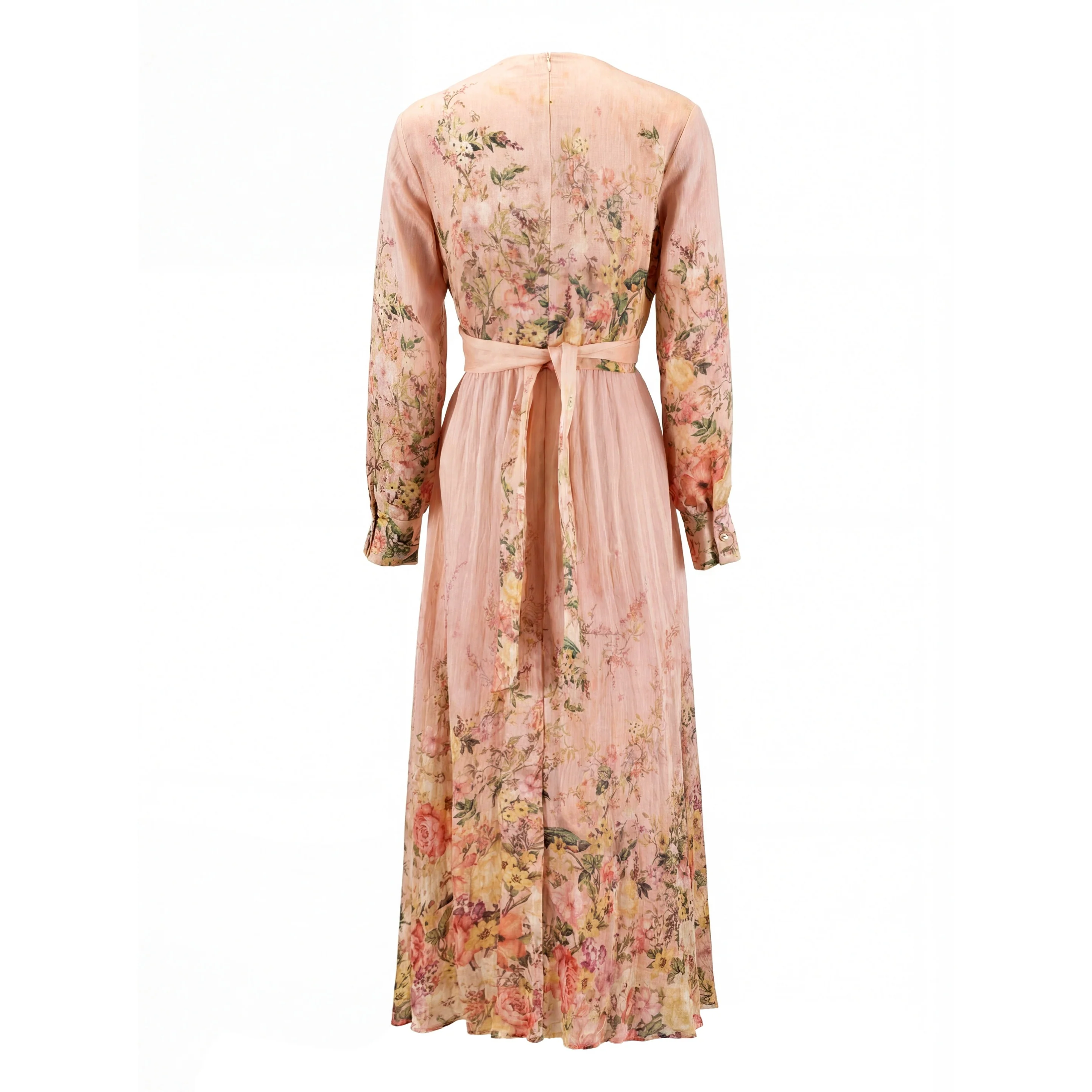 Pink Floral Linen Dress - Image 3