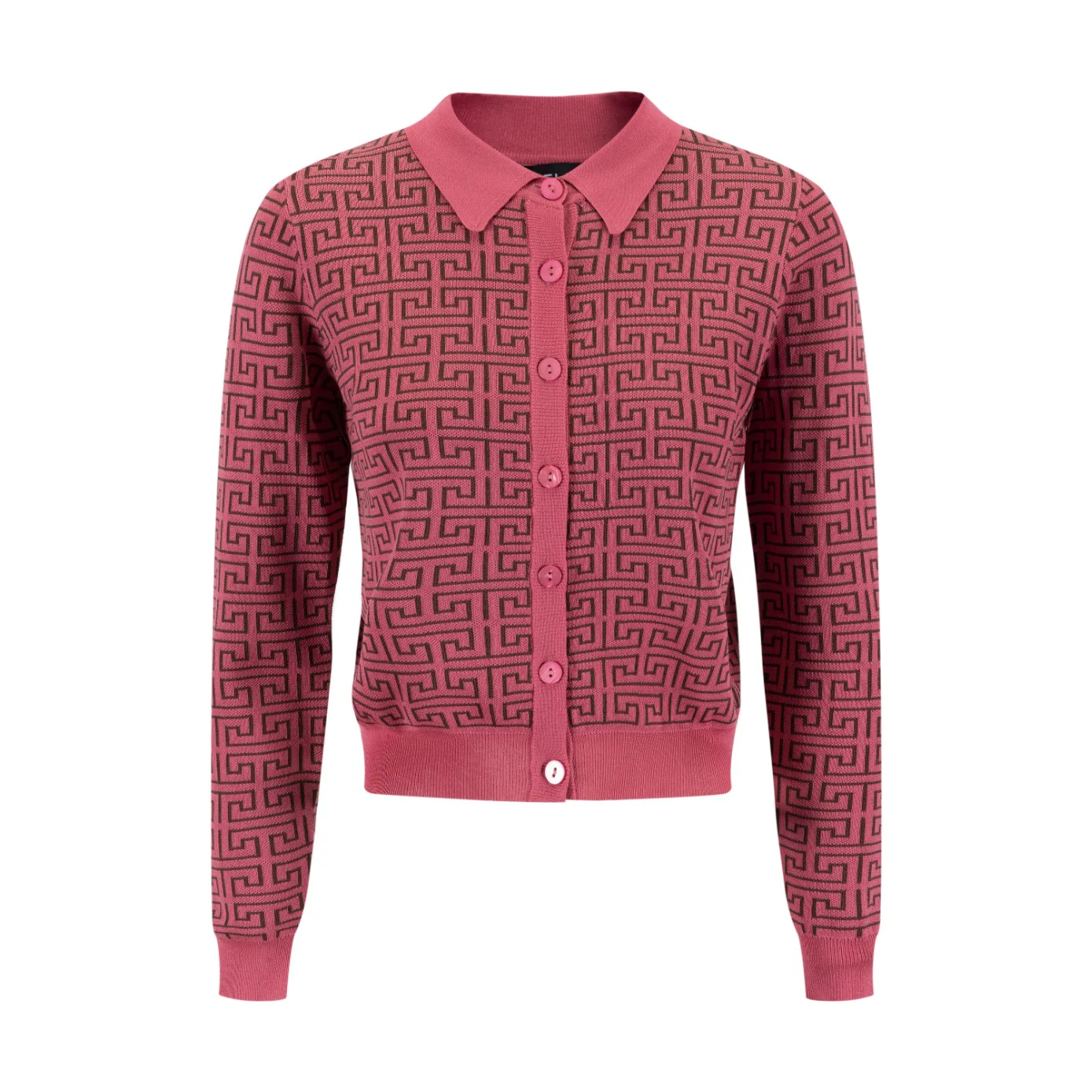 Pink Knit Logo Print Sweater With Collar - Image 2